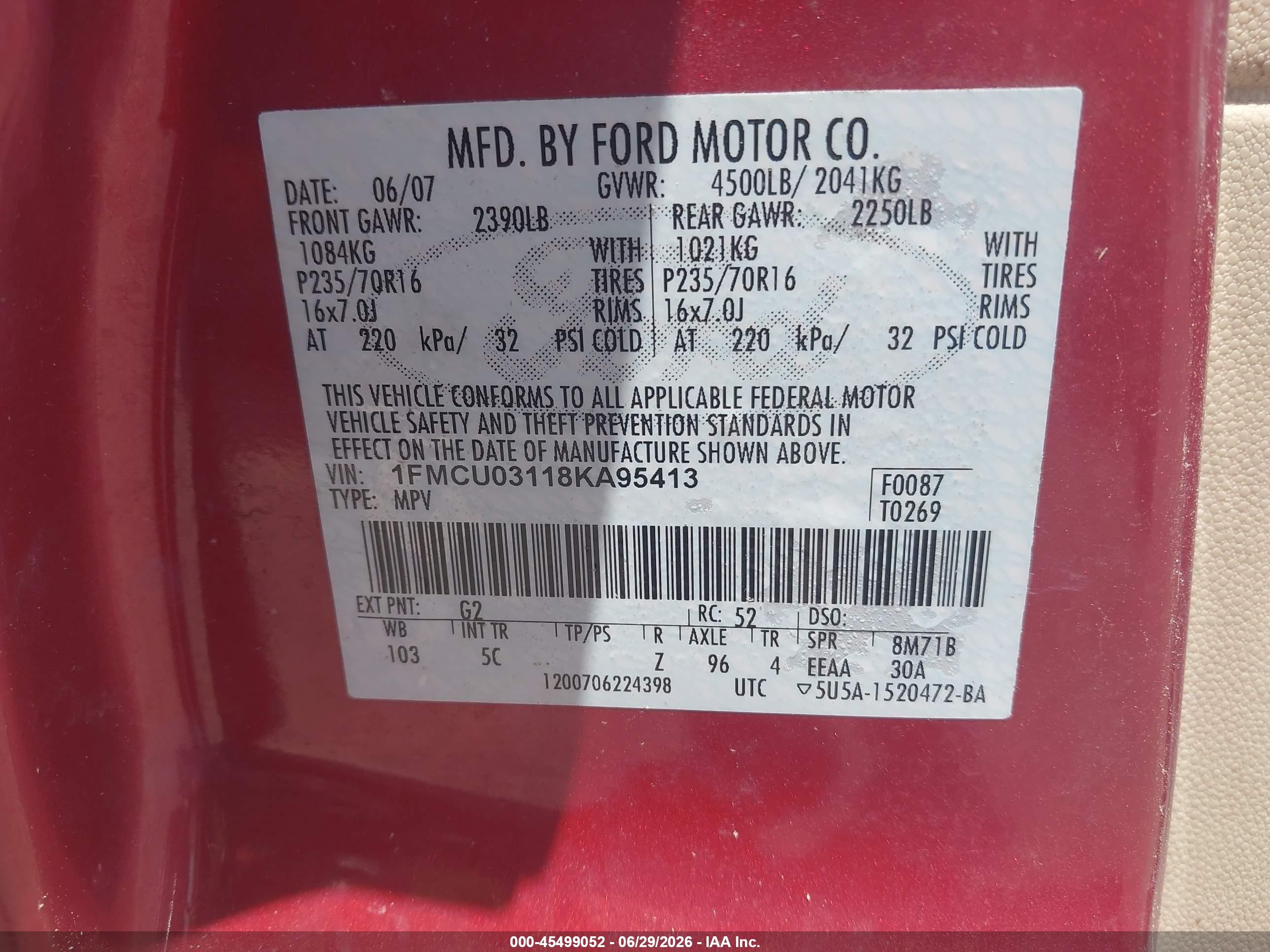 2008 Ford Escape Xlt Red vin: 1FMCU03118KA95413