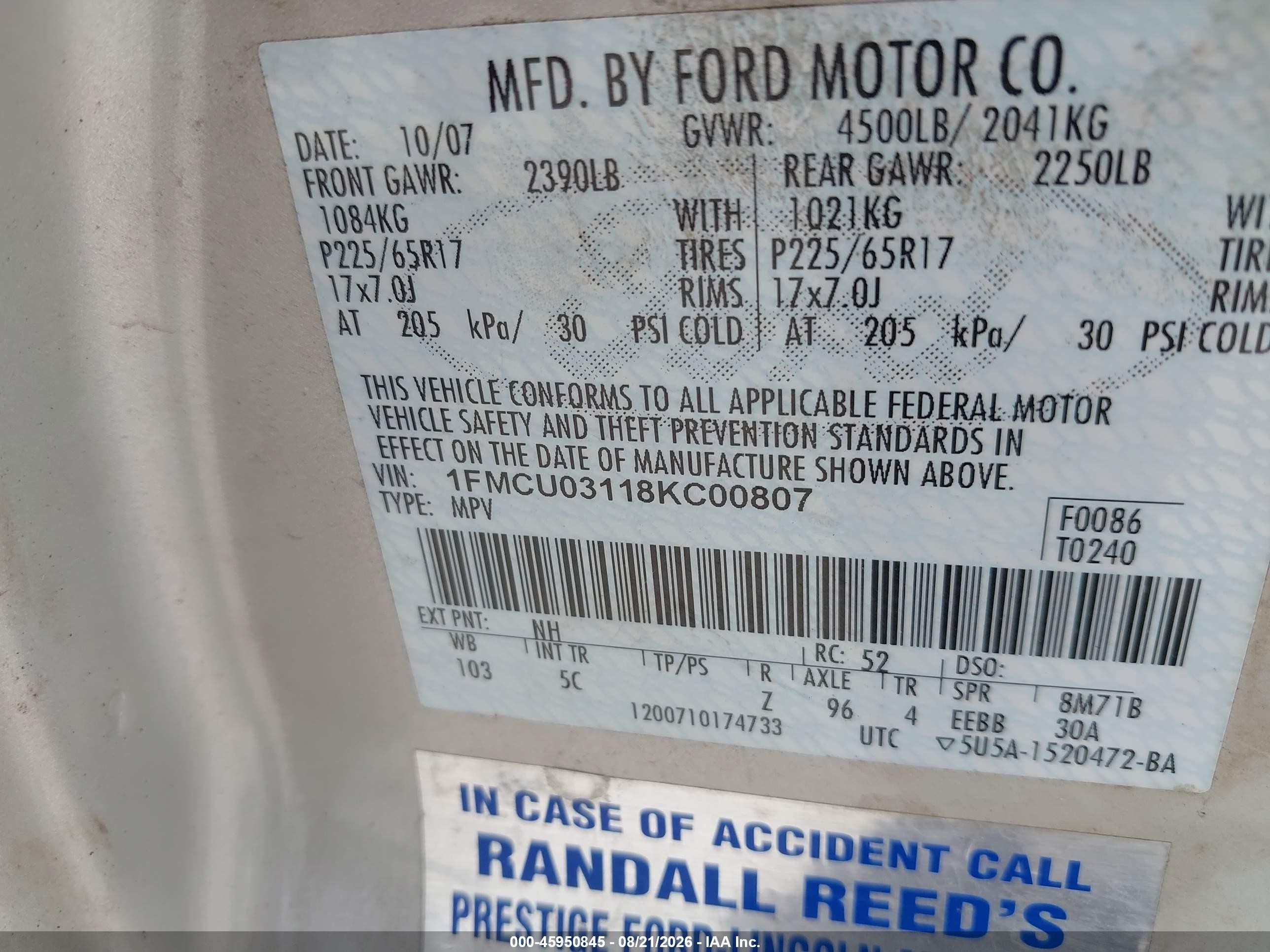 2008 Ford Escape Xlt Gray vin: 1FMCU03118KC00807