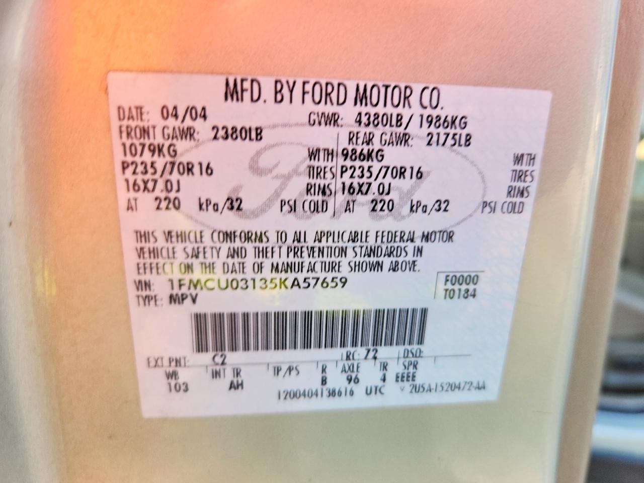 2005 Ford Escape Xlt Silver vin: 1FMCU03135KA57659