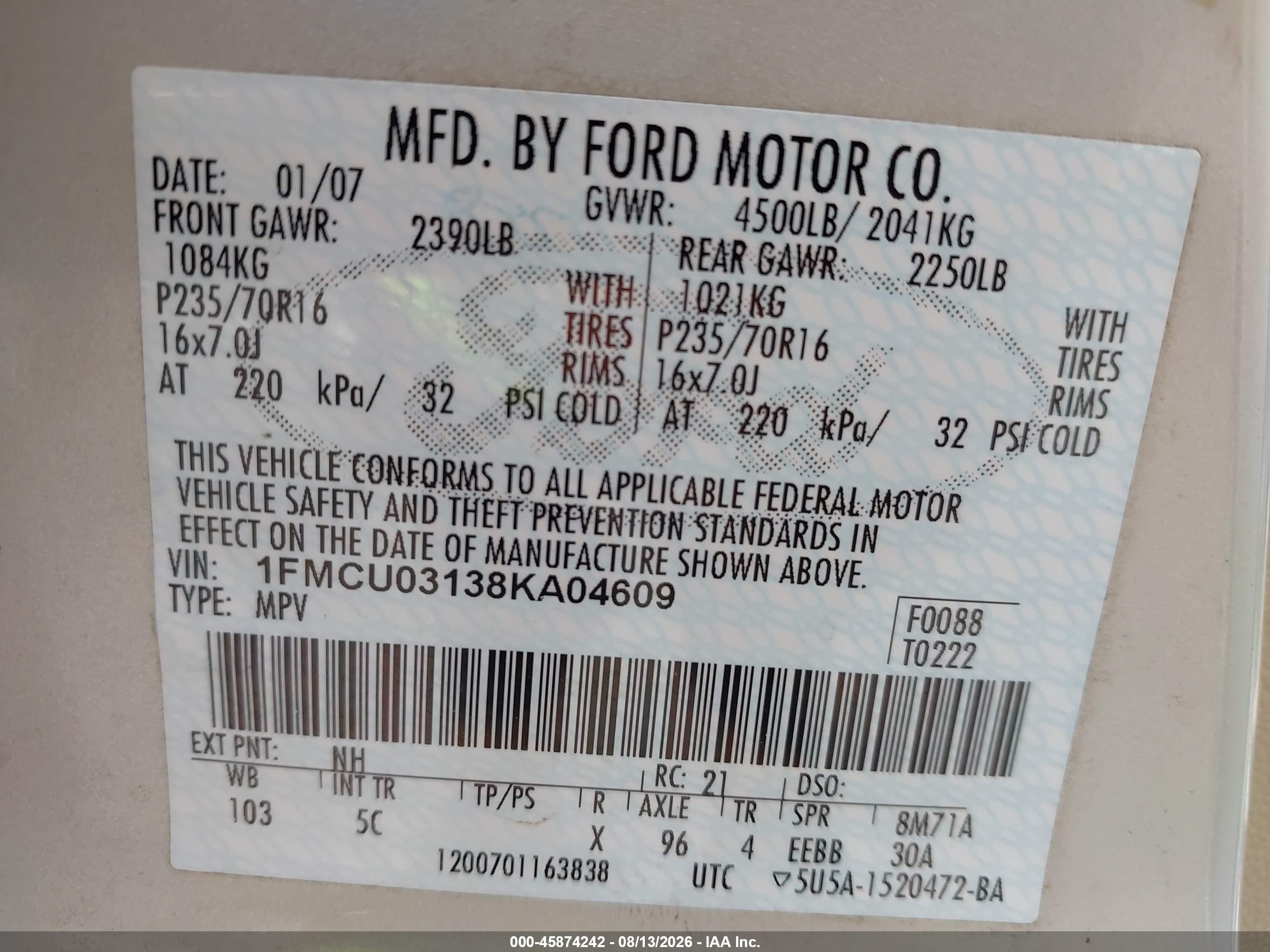 2008 Ford Escape Xlt Gray vin: 1FMCU03138KA04609