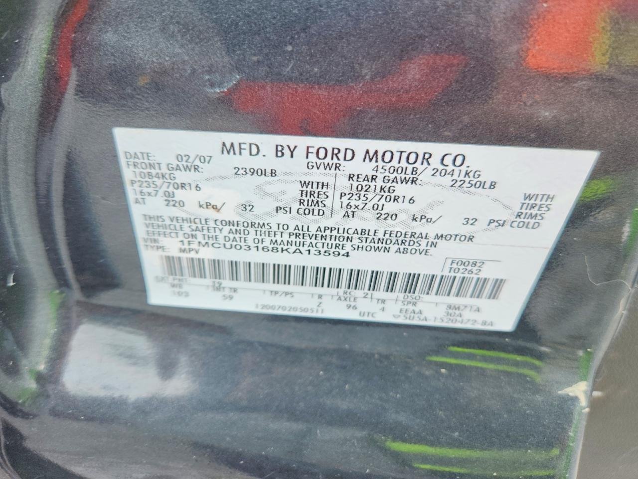 2008 Ford Escape Xlt Blue vin: 1FMCU03168KA13594