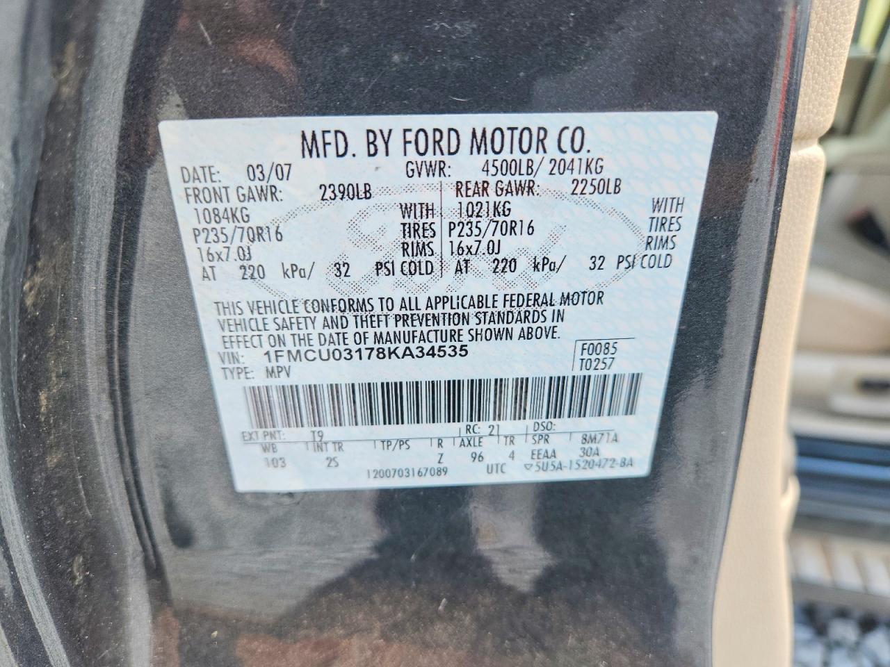 2008 Ford Escape Xlt Синий vin: 1FMCU03178KA34535