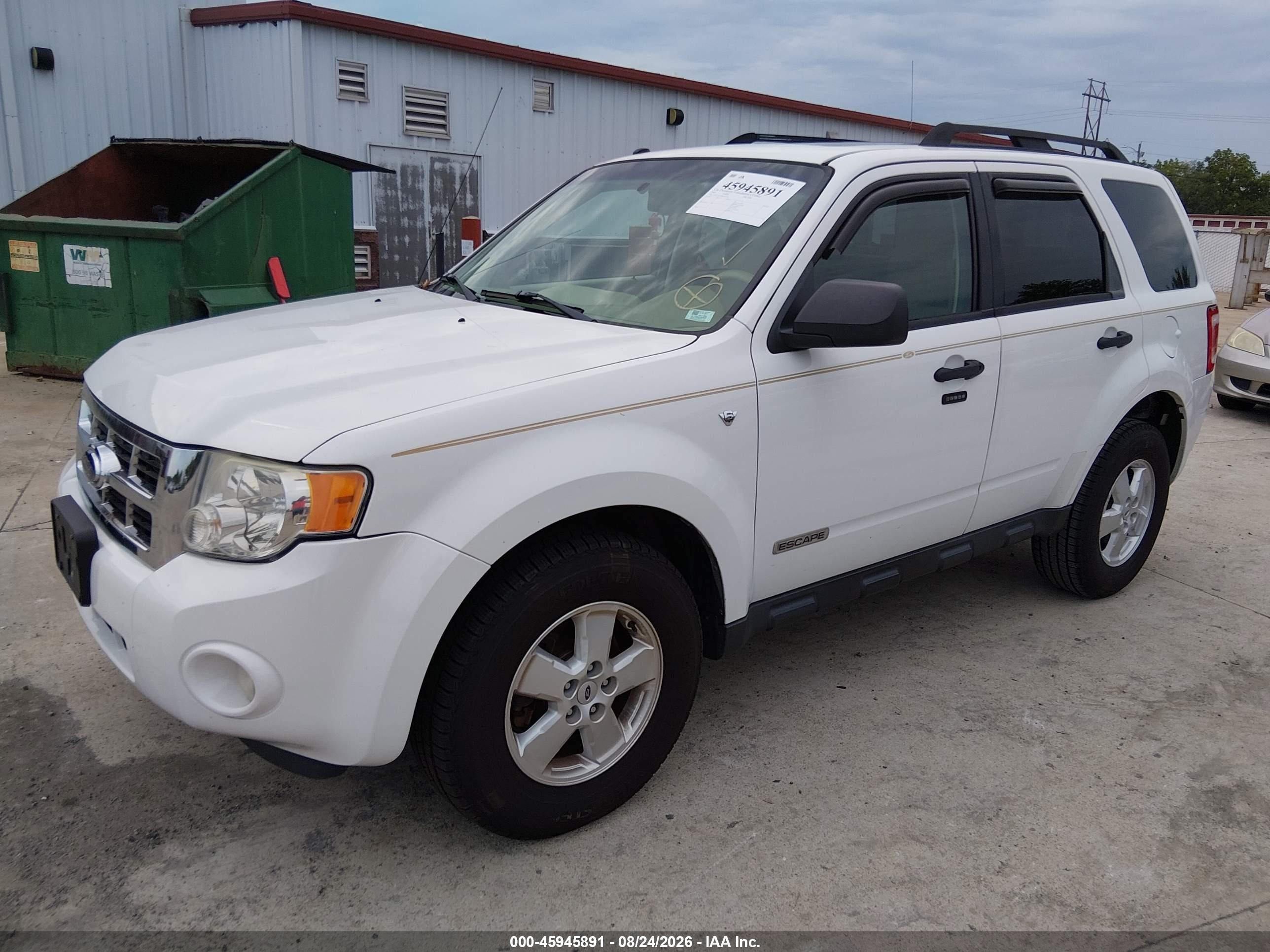 2008 Ford Escape Xlt White vin: 1FMCU03178KD50338