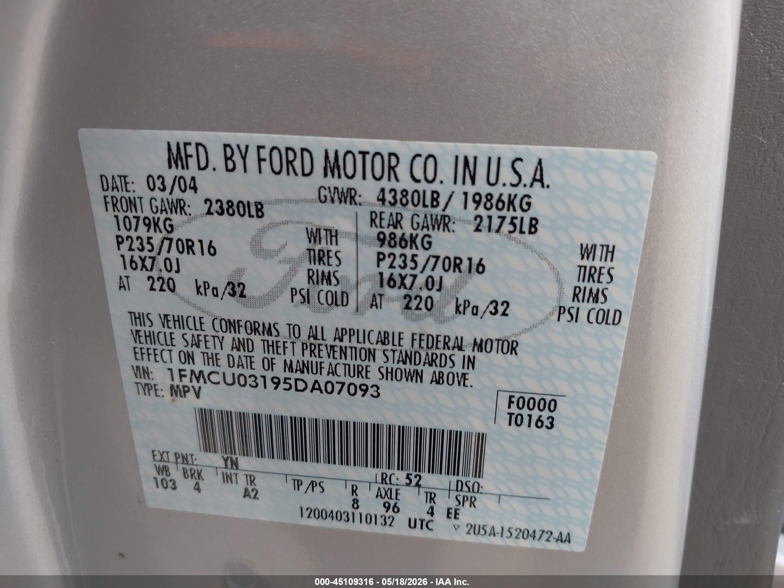 2005 Ford Escape Xlt Серебряный vin: 1FMCU03195DA07093