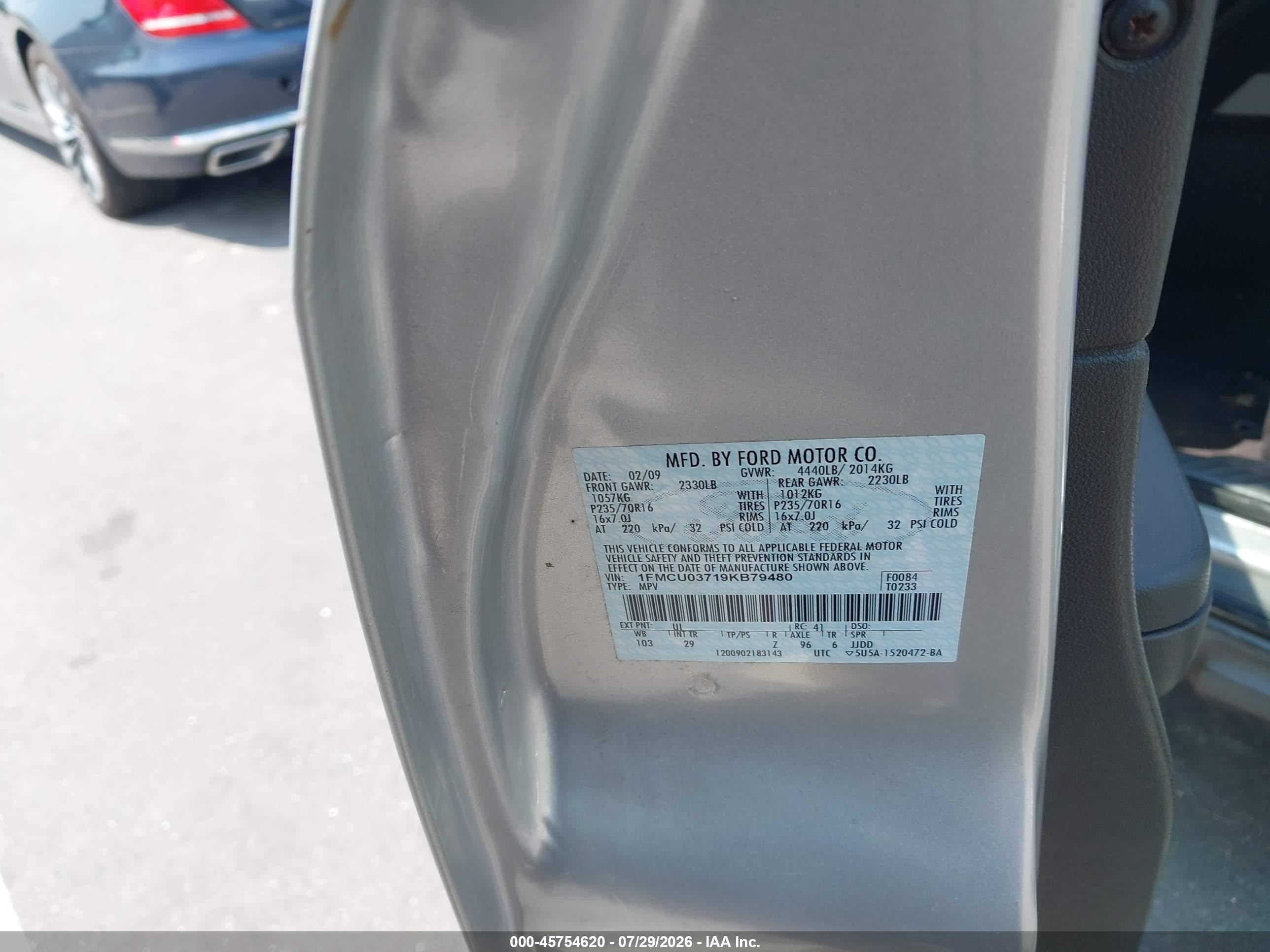 2009 Ford Escape Xlt Silver vin: 1FMCU03719KB79480