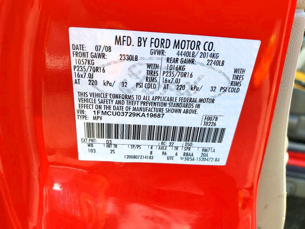 2009 Ford Escape Xlt Красный vin: 1FMCU03729KA19687