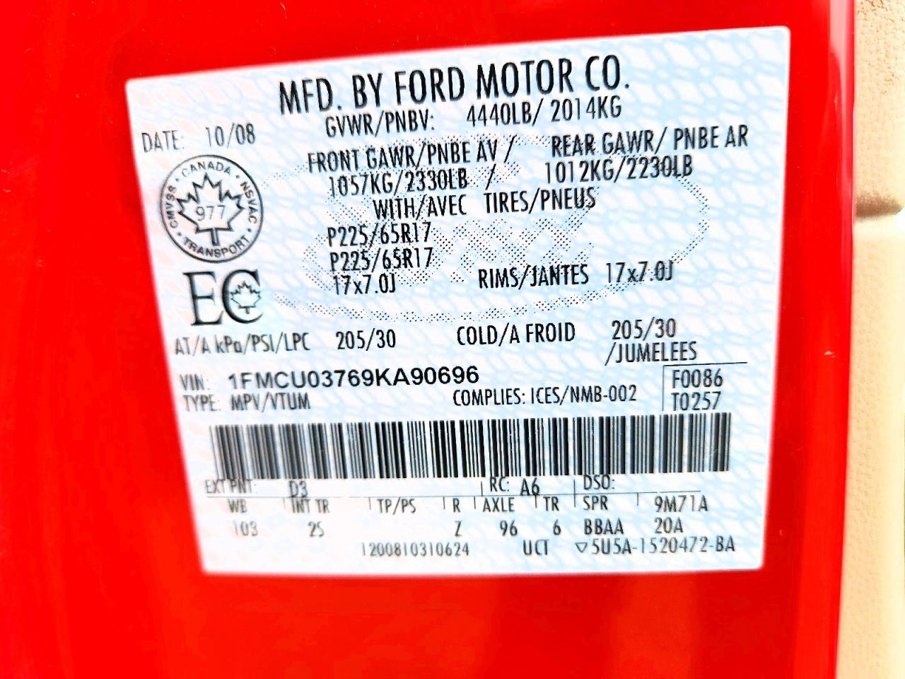 2009 Ford Escape Xlt Red vin: 1FMCU03769KA90696