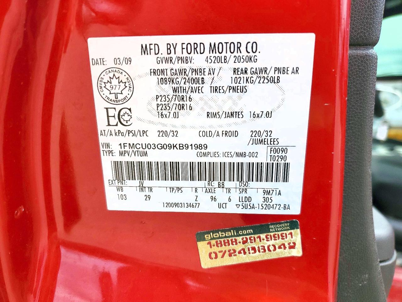 2009 Ford Escape Xlt Red vin: 1FMCU03G09KB91989
