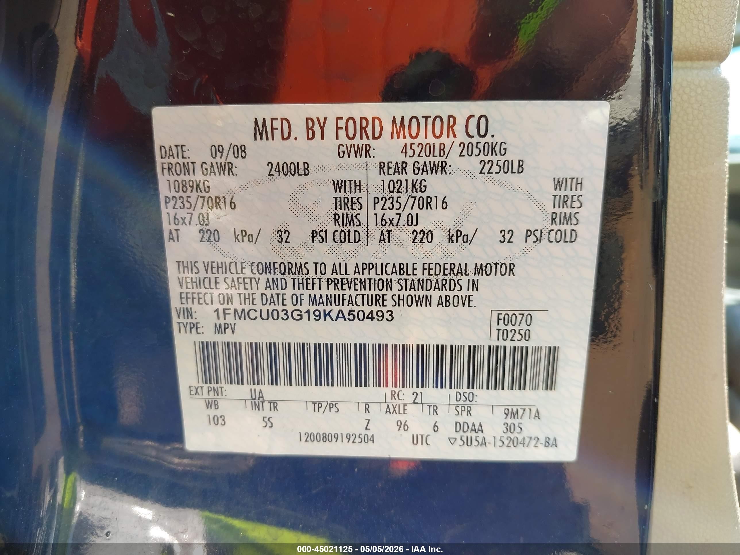 2009 Ford Escape Xlt Black vin: 1FMCU03G19KA50493