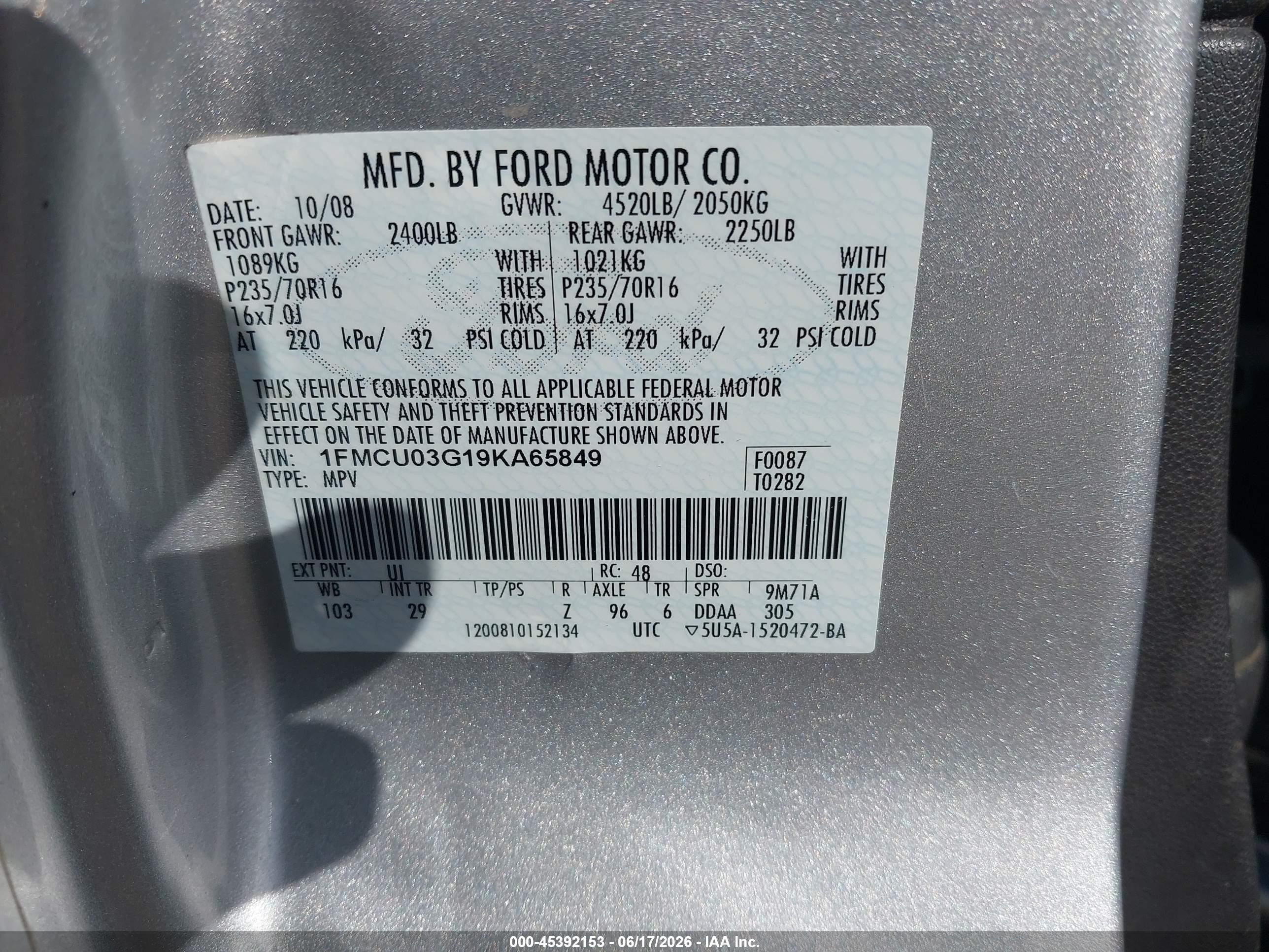 2009 Ford Escape Xlt Silver vin: 1FMCU03G19KA65849