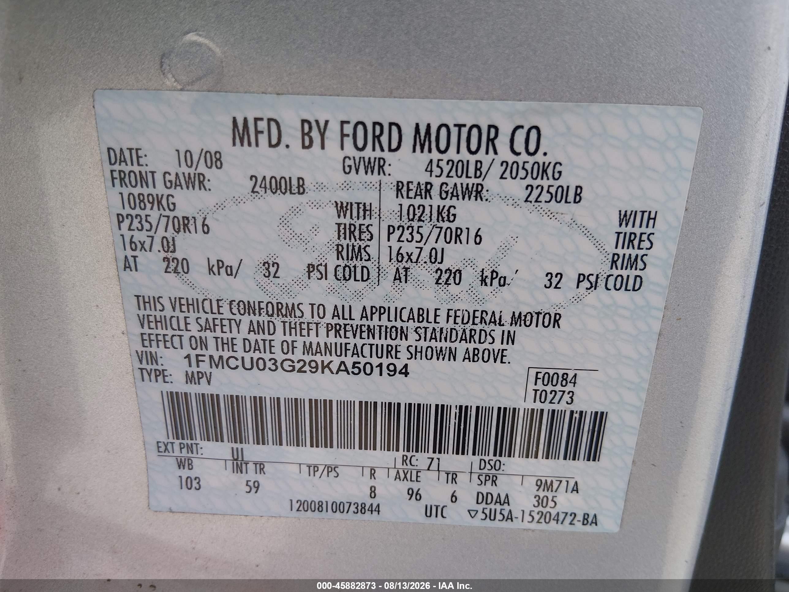 2009 Ford Escape Xlt Silver vin: 1FMCU03G29KA50194