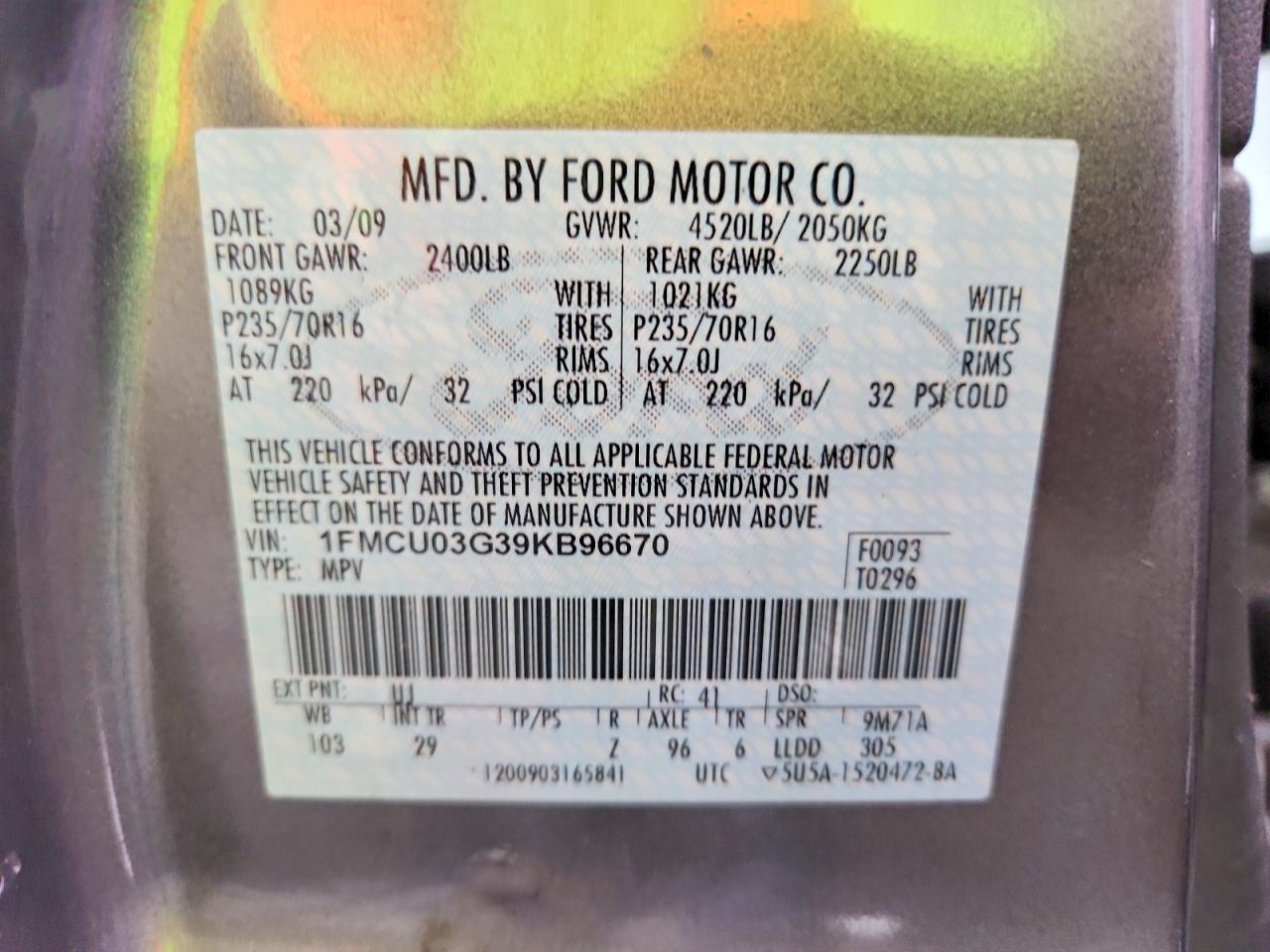 2009 Ford Escape Xlt Gray vin: 1FMCU03G39KB96670