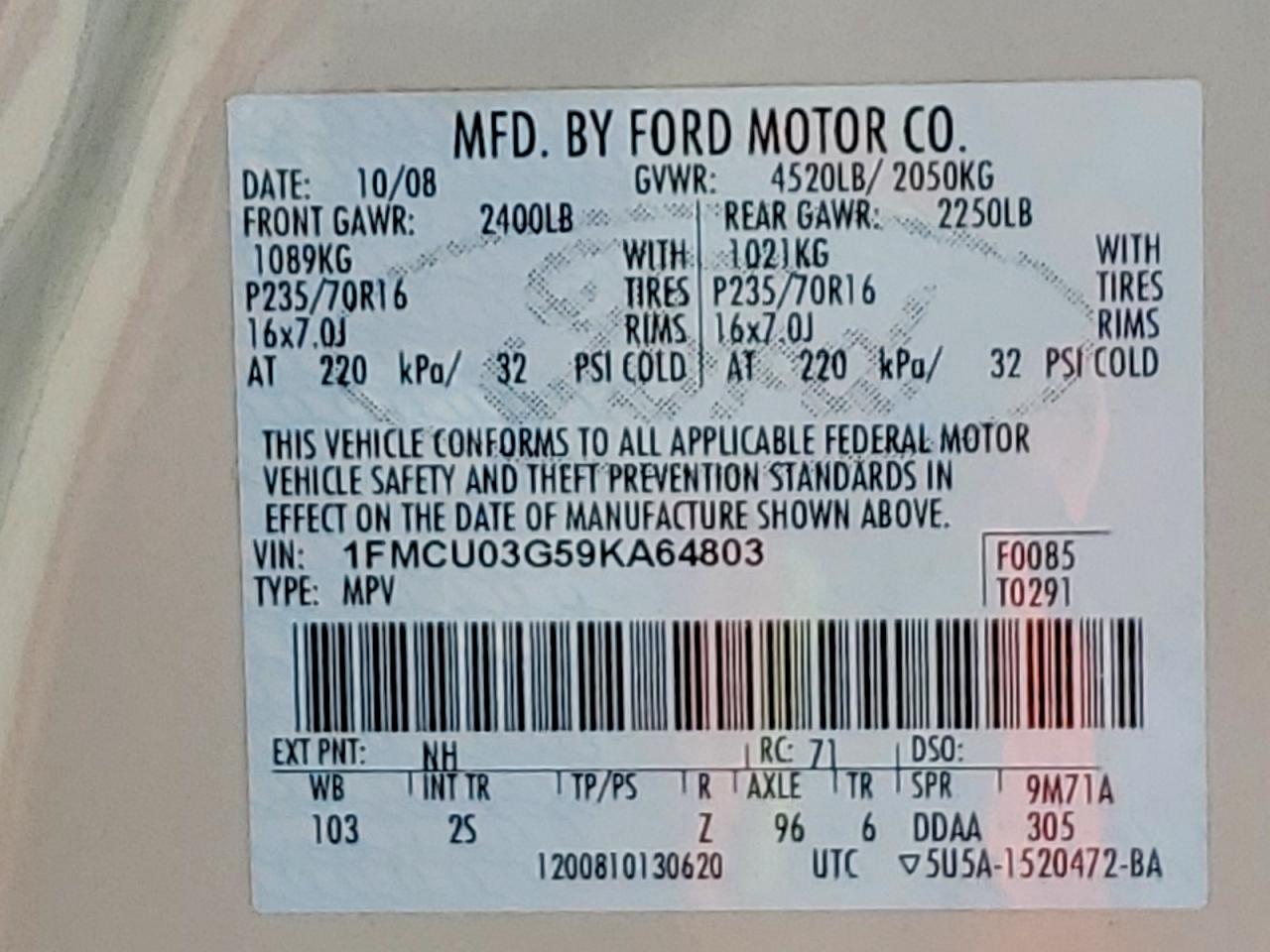 2009 Ford Escape Xlt Gray vin: 1FMCU03G59KA64803