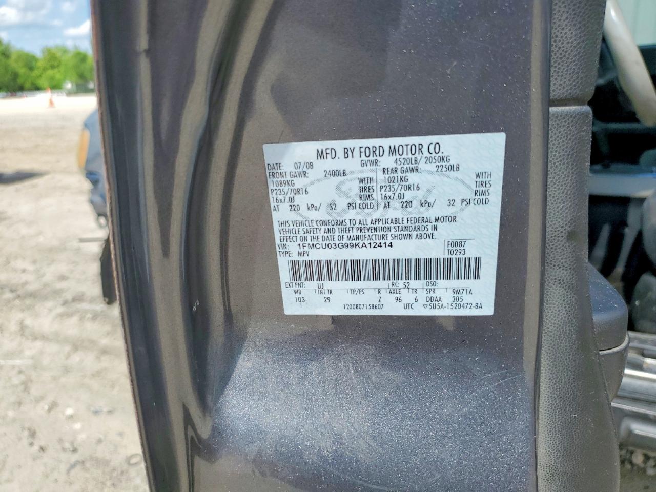 2009 Ford Escape Xlt Gray vin: 1FMCU03G99KA12414