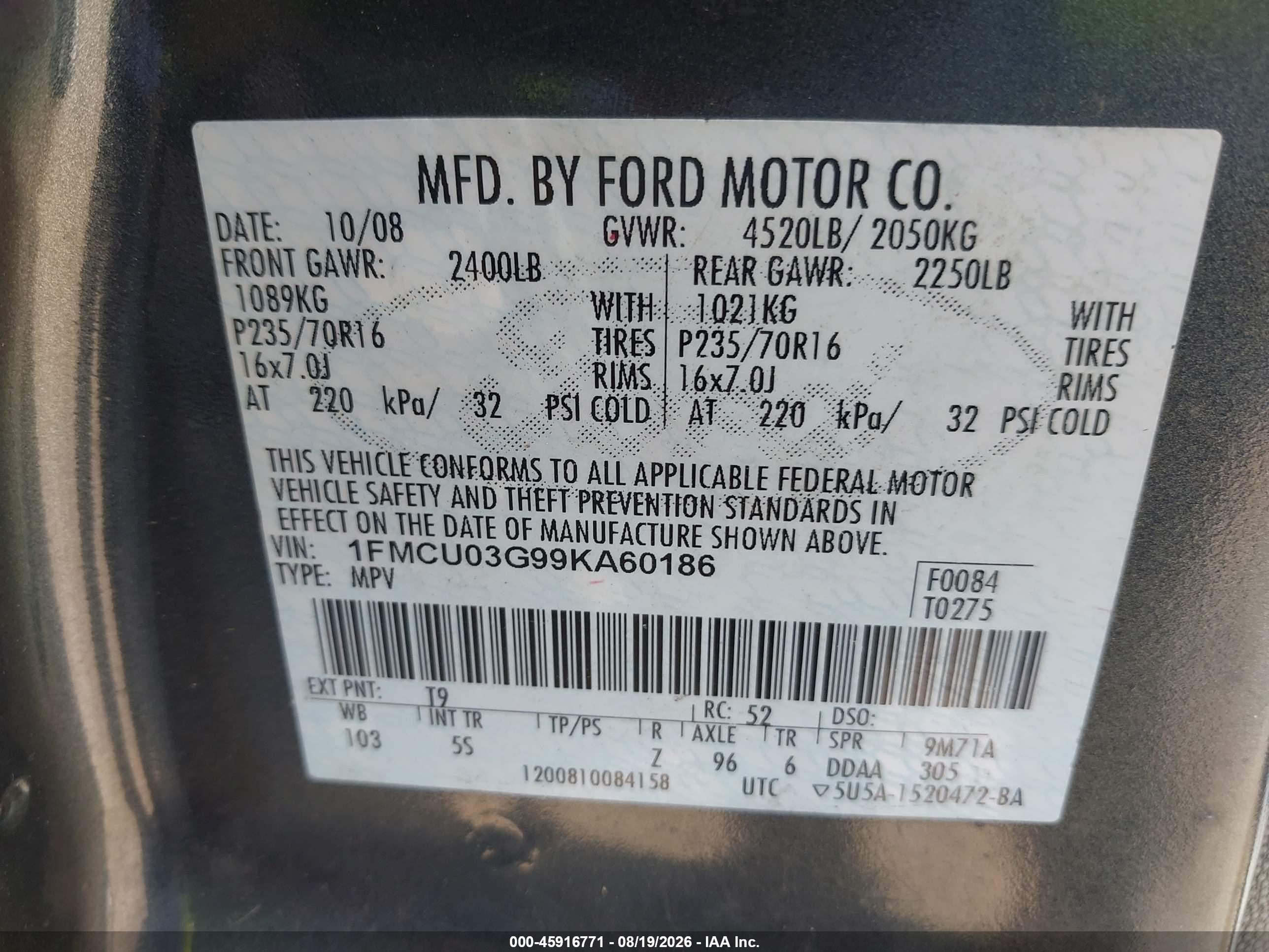 2009 Ford Escape Xlt Синий vin: 1FMCU03G99KA60186