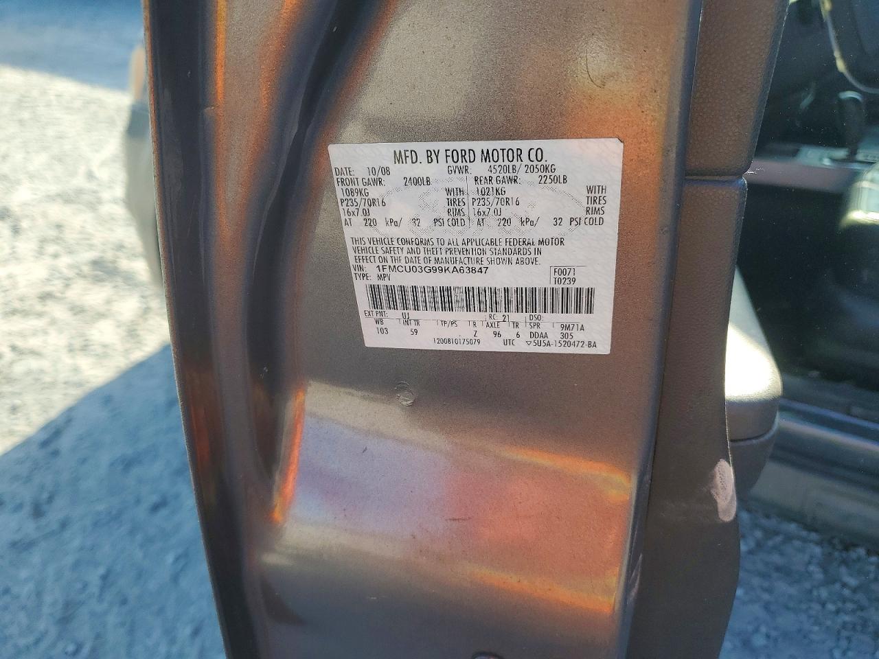 2009 Ford Escape Xlt Gray vin: 1FMCU03G99KA63847