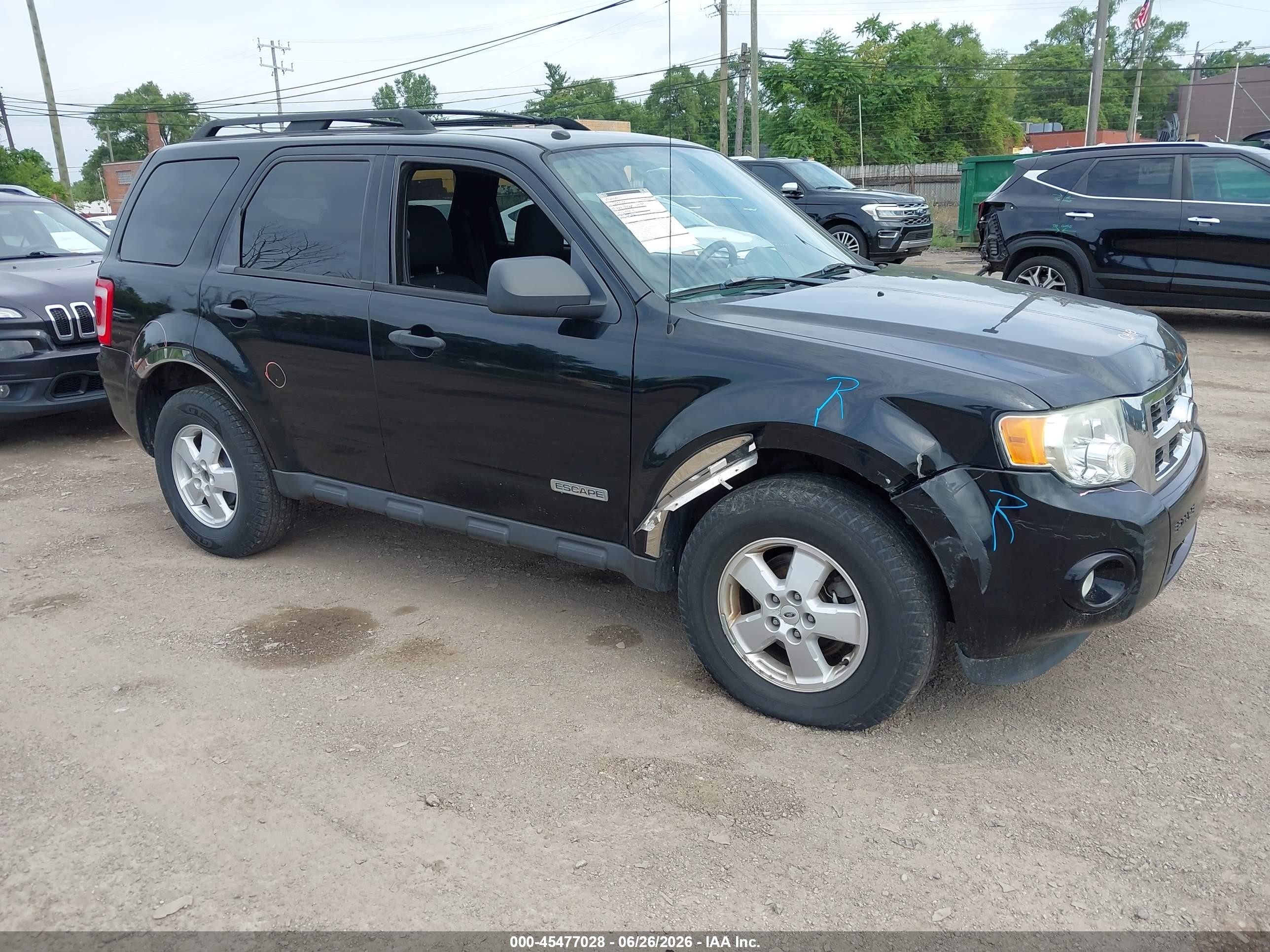 2008 Ford Escape Xlt Black vin: 1FMCU03Z48KD23233