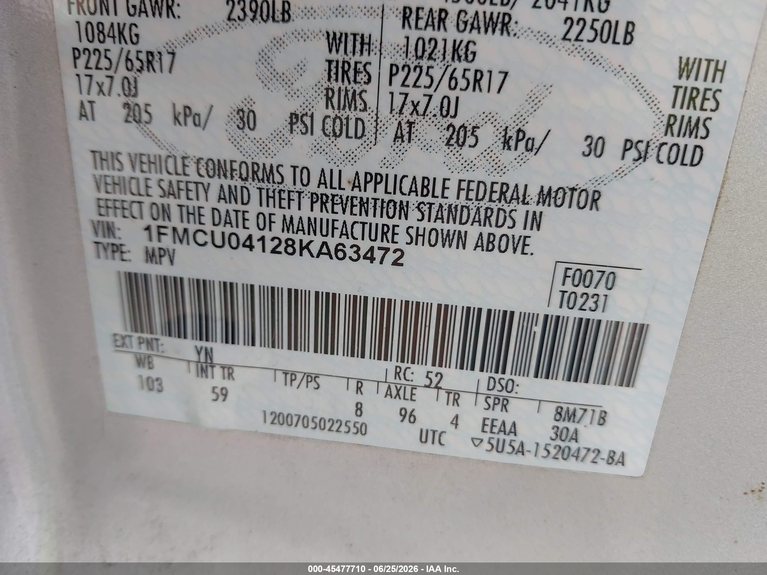 2008 Ford Escape Limited Silver vin: 1FMCU04128KA63472