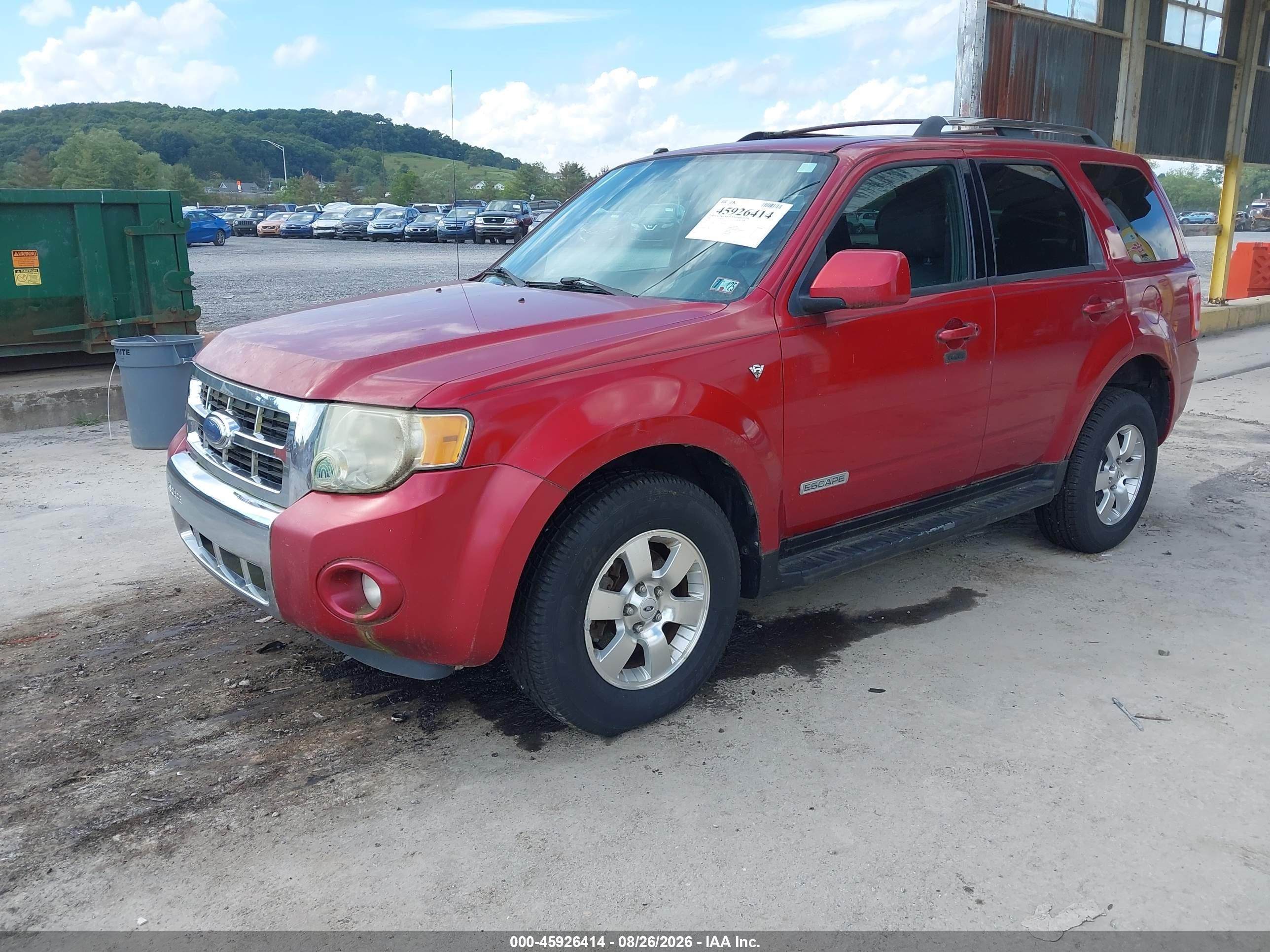 2008 Ford Escape Limited Red vin: 1FMCU04128KB91596