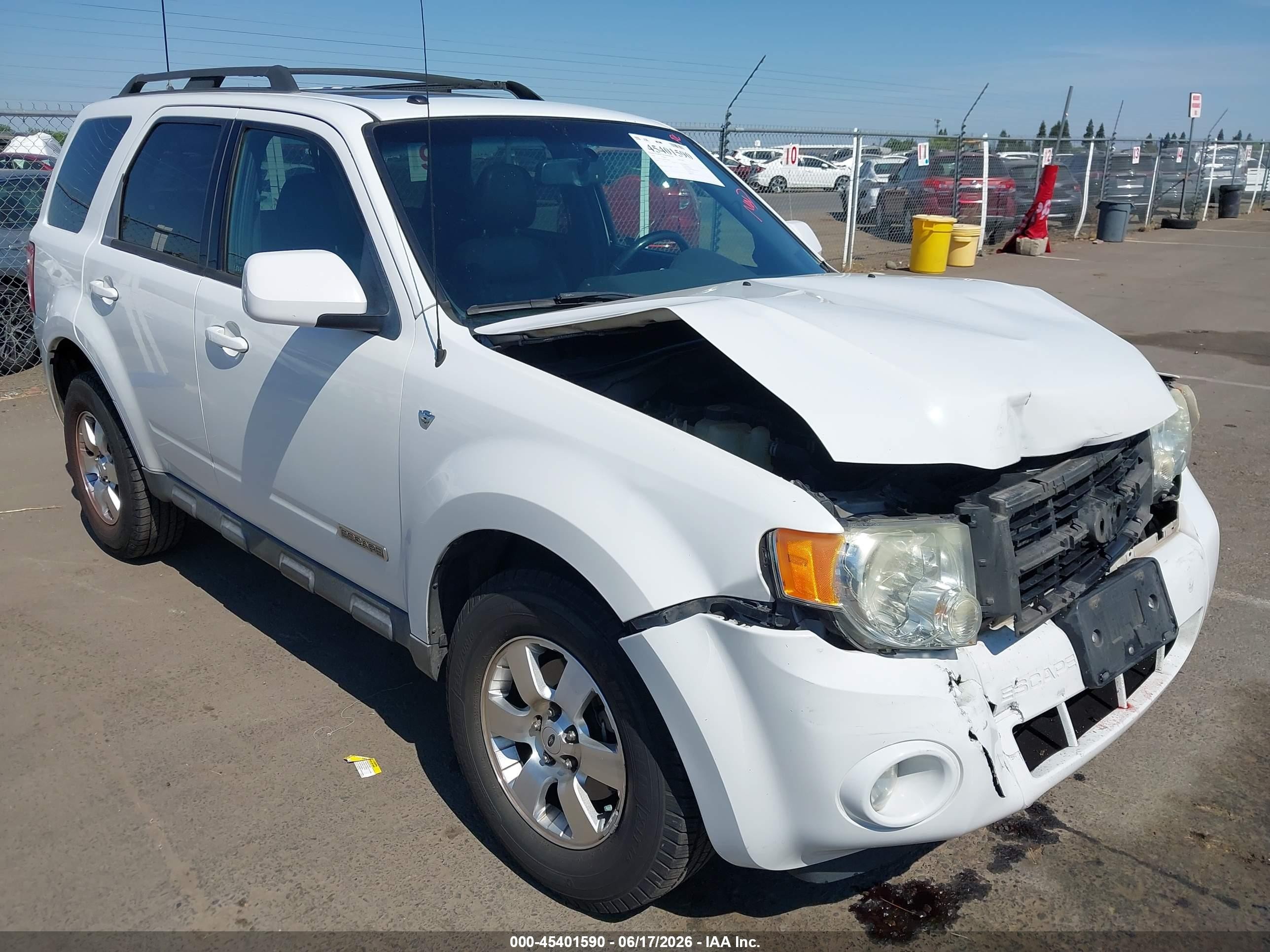 2008 Ford Escape Limited White vin: 1FMCU04148KA86896