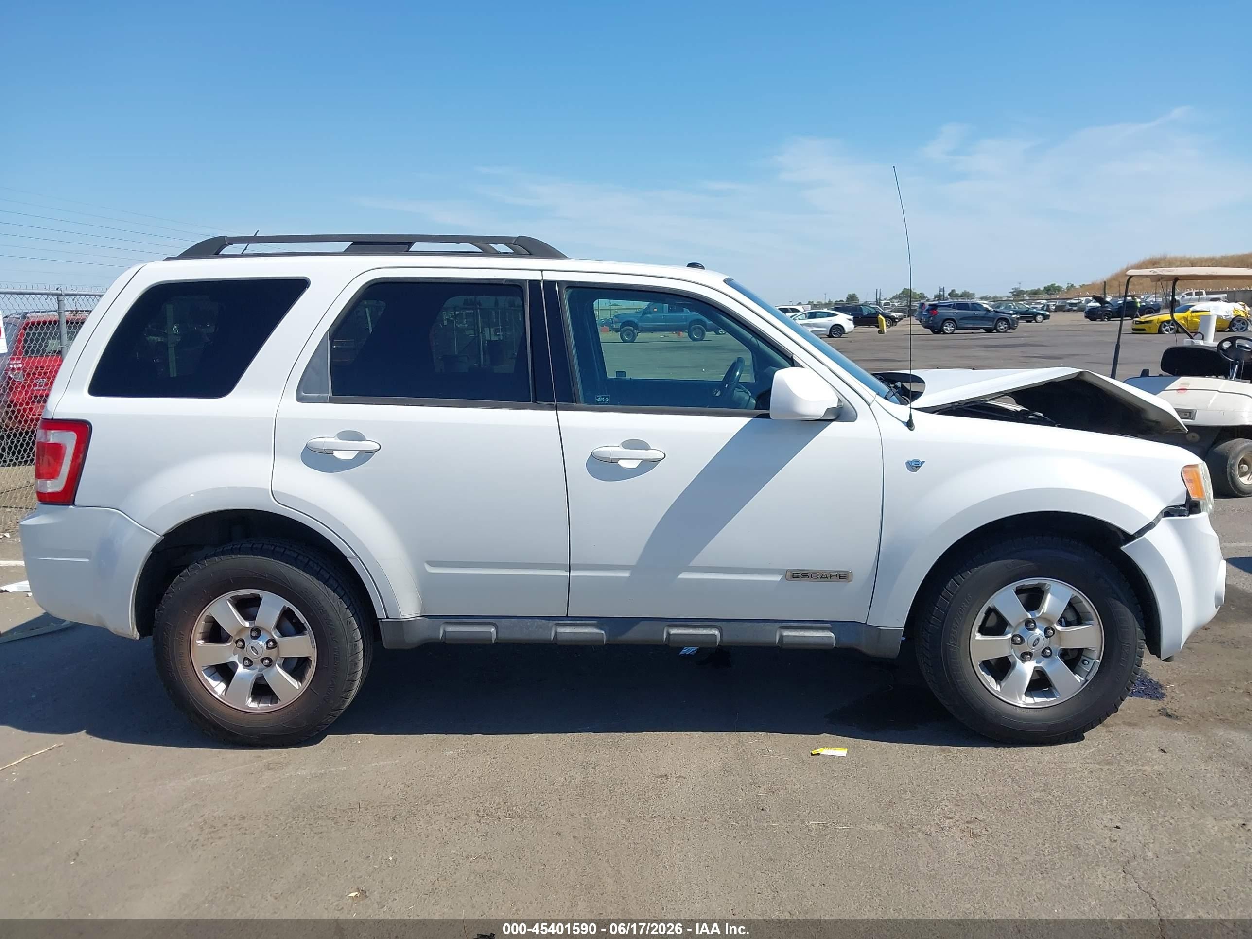 2008 Ford Escape Limited White vin: 1FMCU04148KA86896
