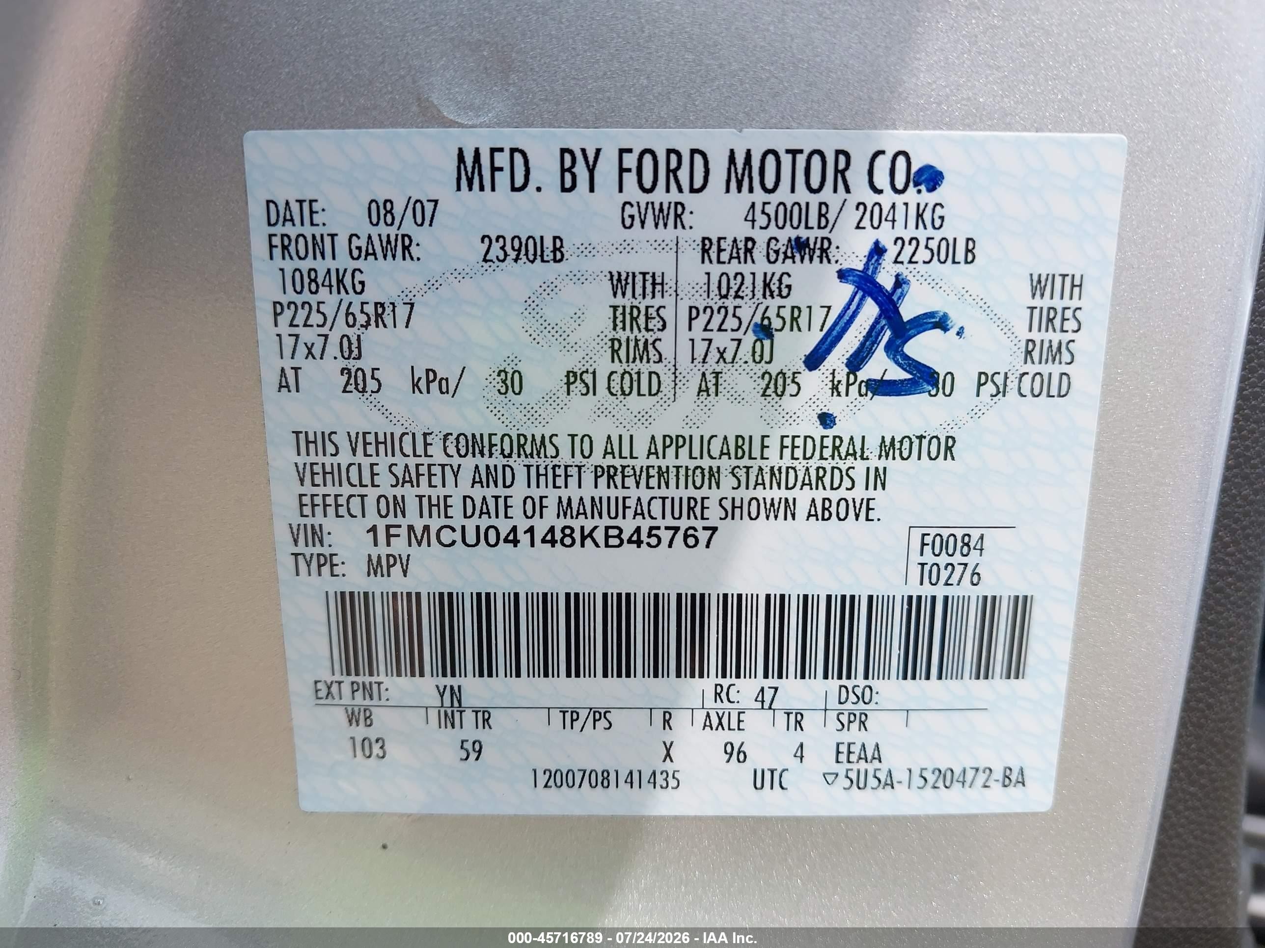 2008 Ford Escape Limited Silver vin: 1FMCU04148KB45767
