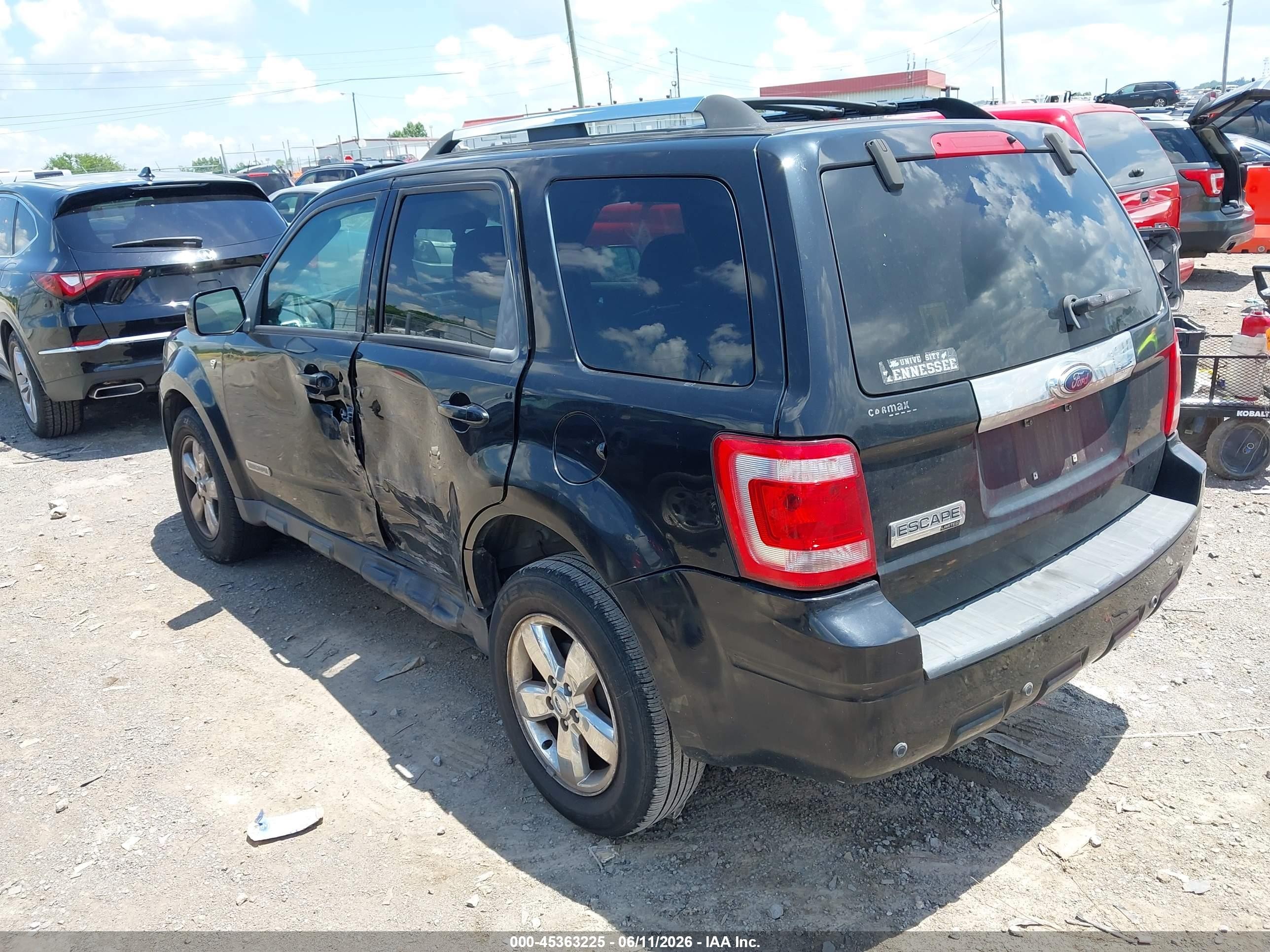 2008 Ford Escape Limited Black vin: 1FMCU04158KE60836