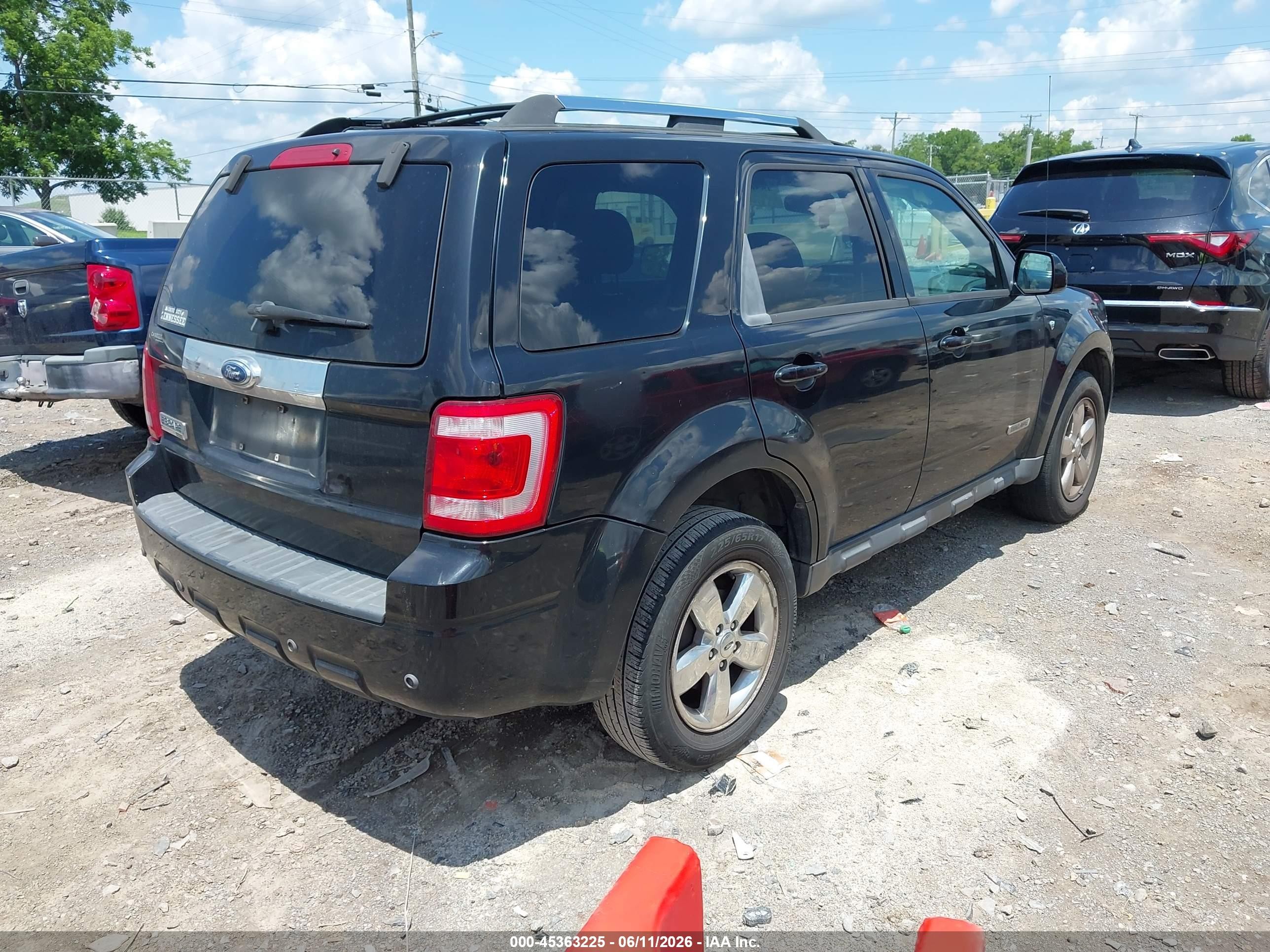 2008 Ford Escape Limited Black vin: 1FMCU04158KE60836
