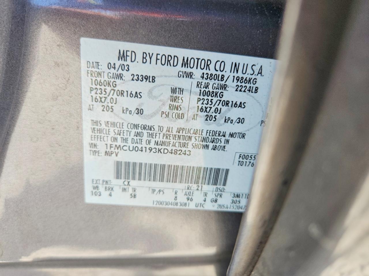 2013 Ford Escape Gray vin: 1FMCU04193KD48243