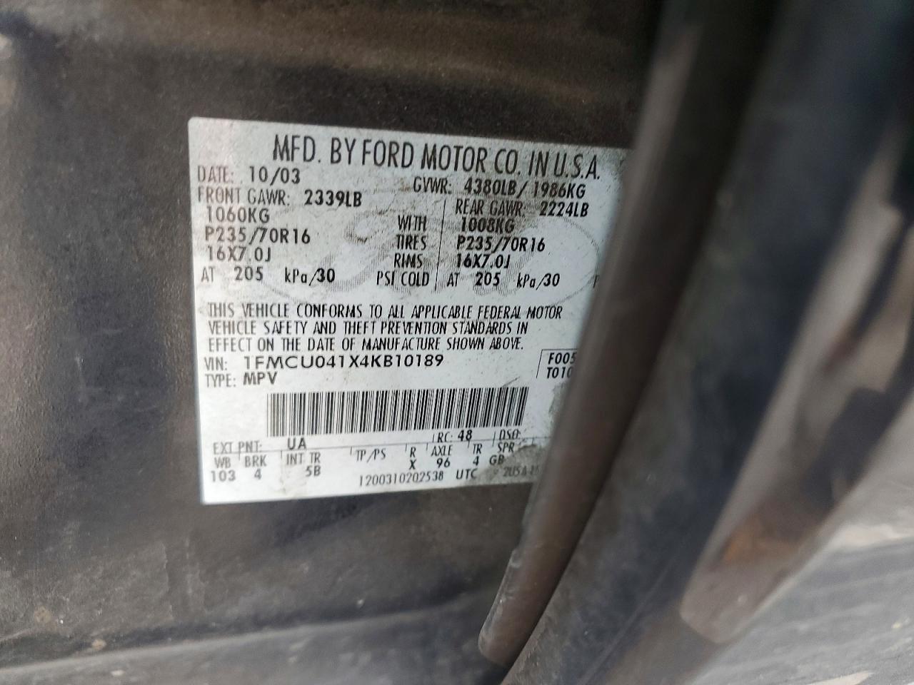 2004 Ford Escape Limited Black vin: 1FMCU041X4KB10189