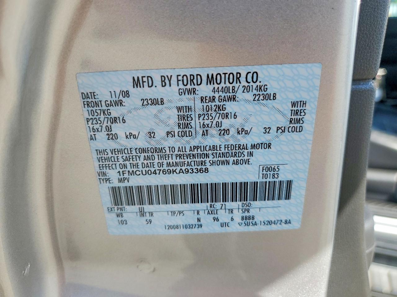 2009 Ford Escape Limited Silver vin: 1FMCU04769KA93368
