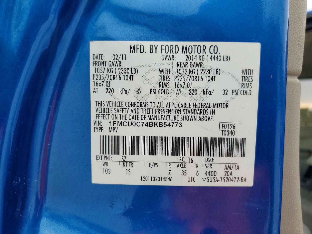 2011 Ford Escape Xls Blue vin: 1FMCU0C74BKB54773