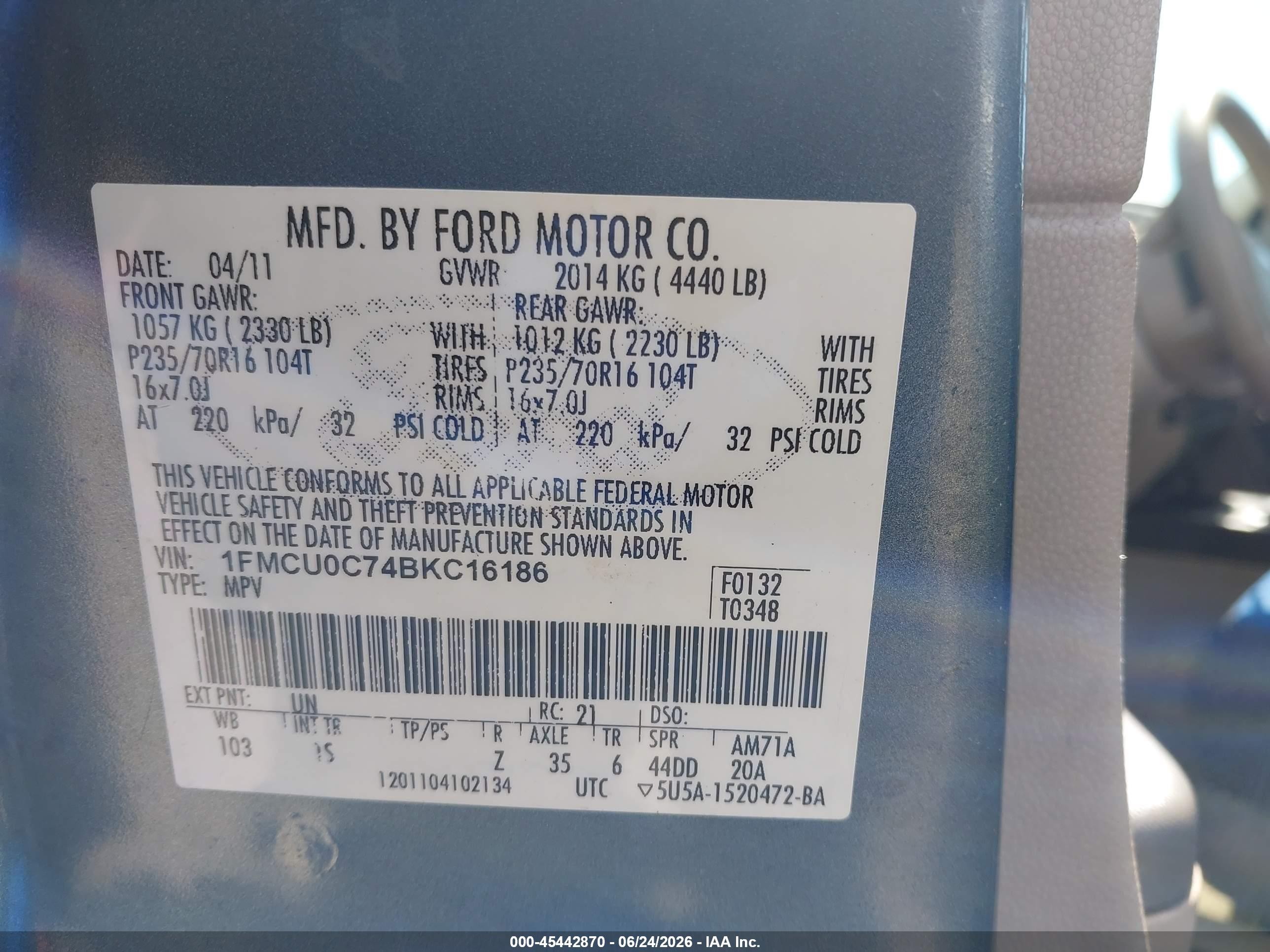 2011 Ford Escape Xls Pewter vin: 1FMCU0C74BKC16186