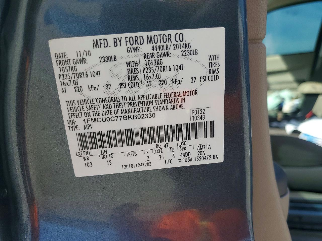 2011 Ford Escape Xls Blue vin: 1FMCU0C77BKB02330