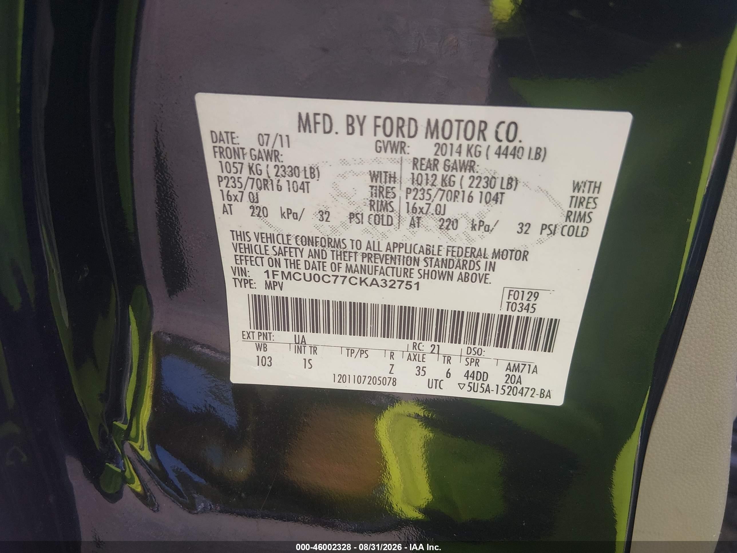 2012 Ford Escape Xls Gray vin: 1FMCU0C77CKA32751