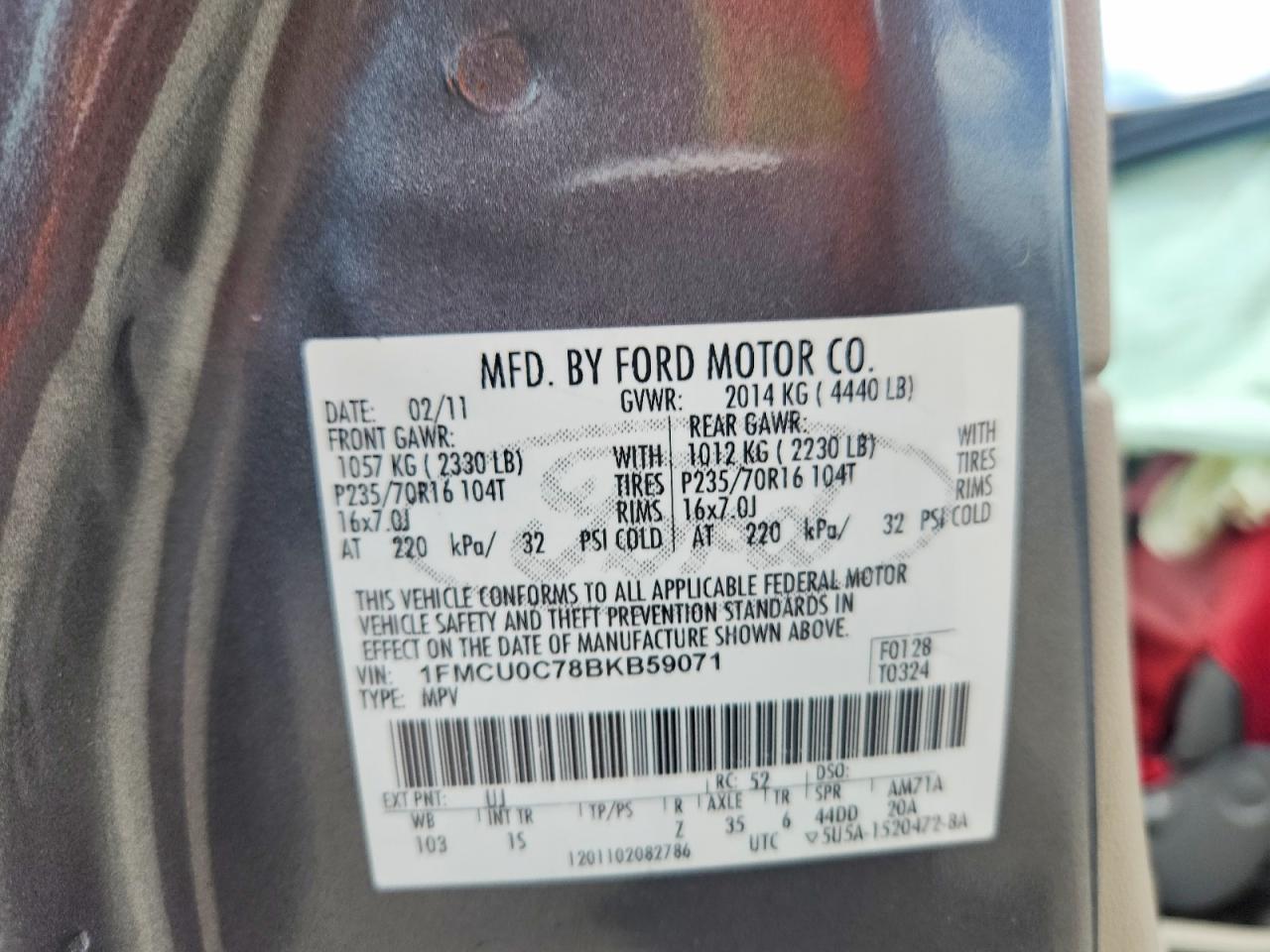 2011 Ford Escape Xls Gray vin: 1FMCU0C78BKB59071