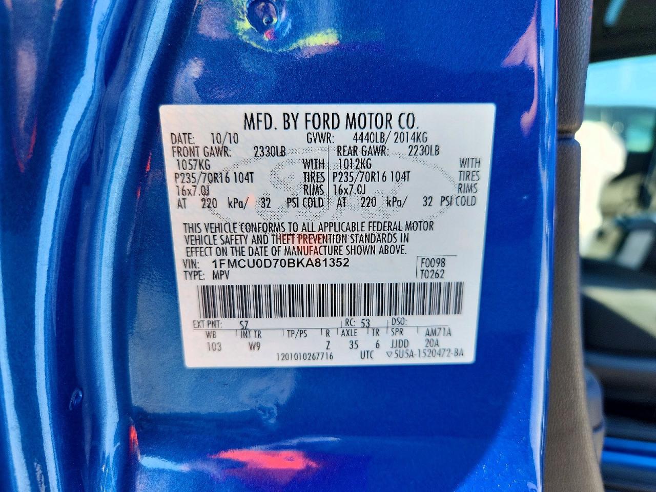 2011 Ford Escape Xlt Blue vin: 1FMCU0D70BKA81352