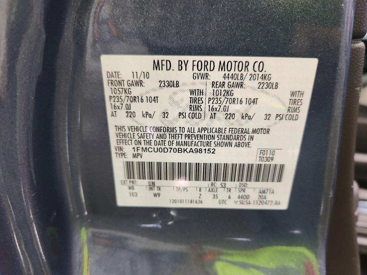 2011 Ford Escape Xlt Gray vin: 1FMCU0D70BKA98152