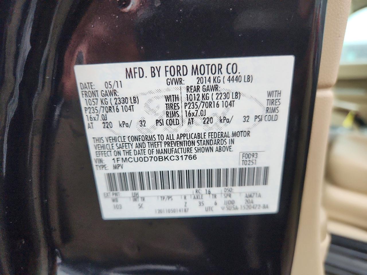 2011 Ford Escape Xlt Black vin: 1FMCU0D70BKC31766