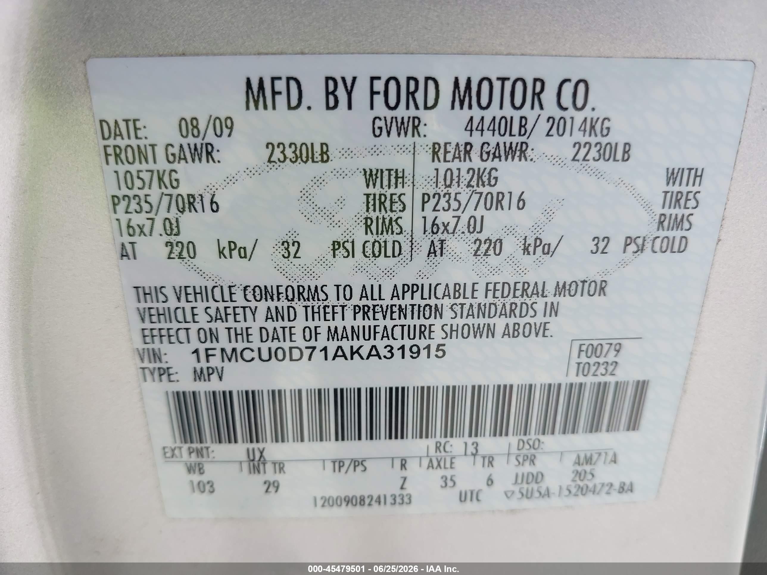 2010 Ford Escape Xlt Silver vin: 1FMCU0D71AKA31915
