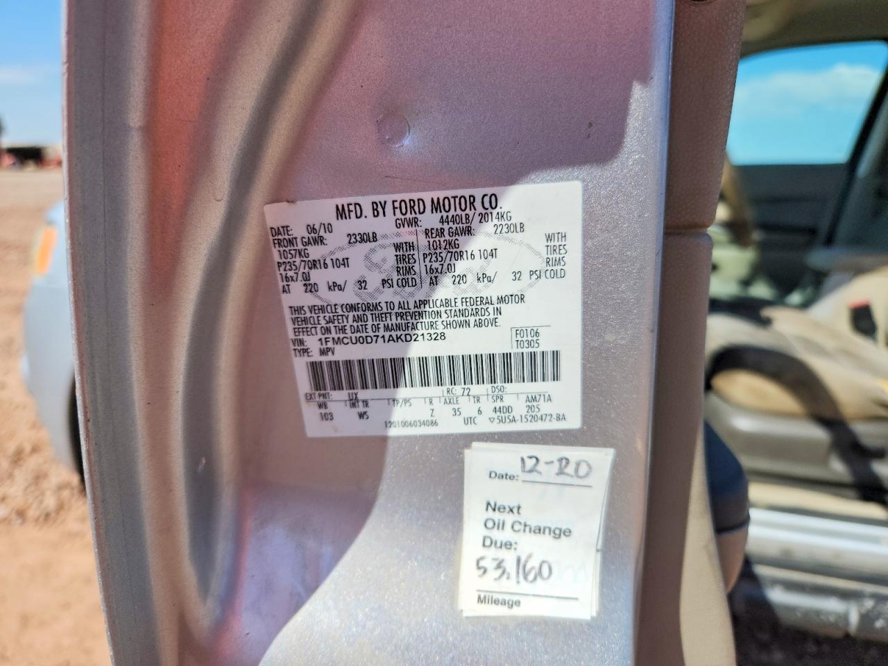 2010 Ford Escape Xlt Silver vin: 1FMCU0D71AKD21328