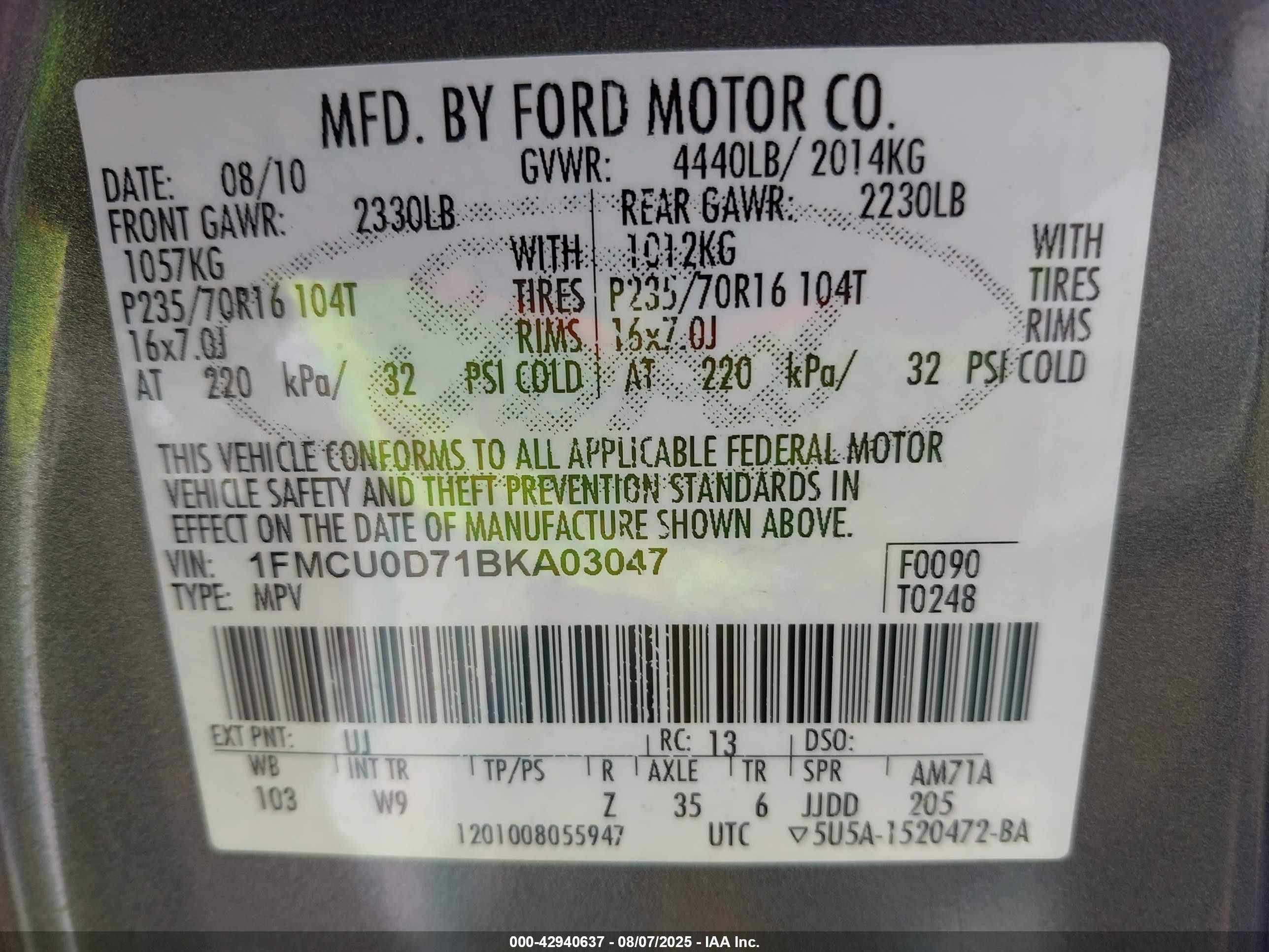 2011 Ford Escape Xlt Gray vin: 1FMCU0D71BKA03047