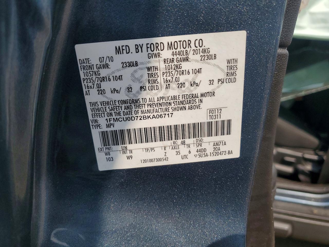 2011 Ford Escape Xlt Blue vin: 1FMCU0D72BKA06717