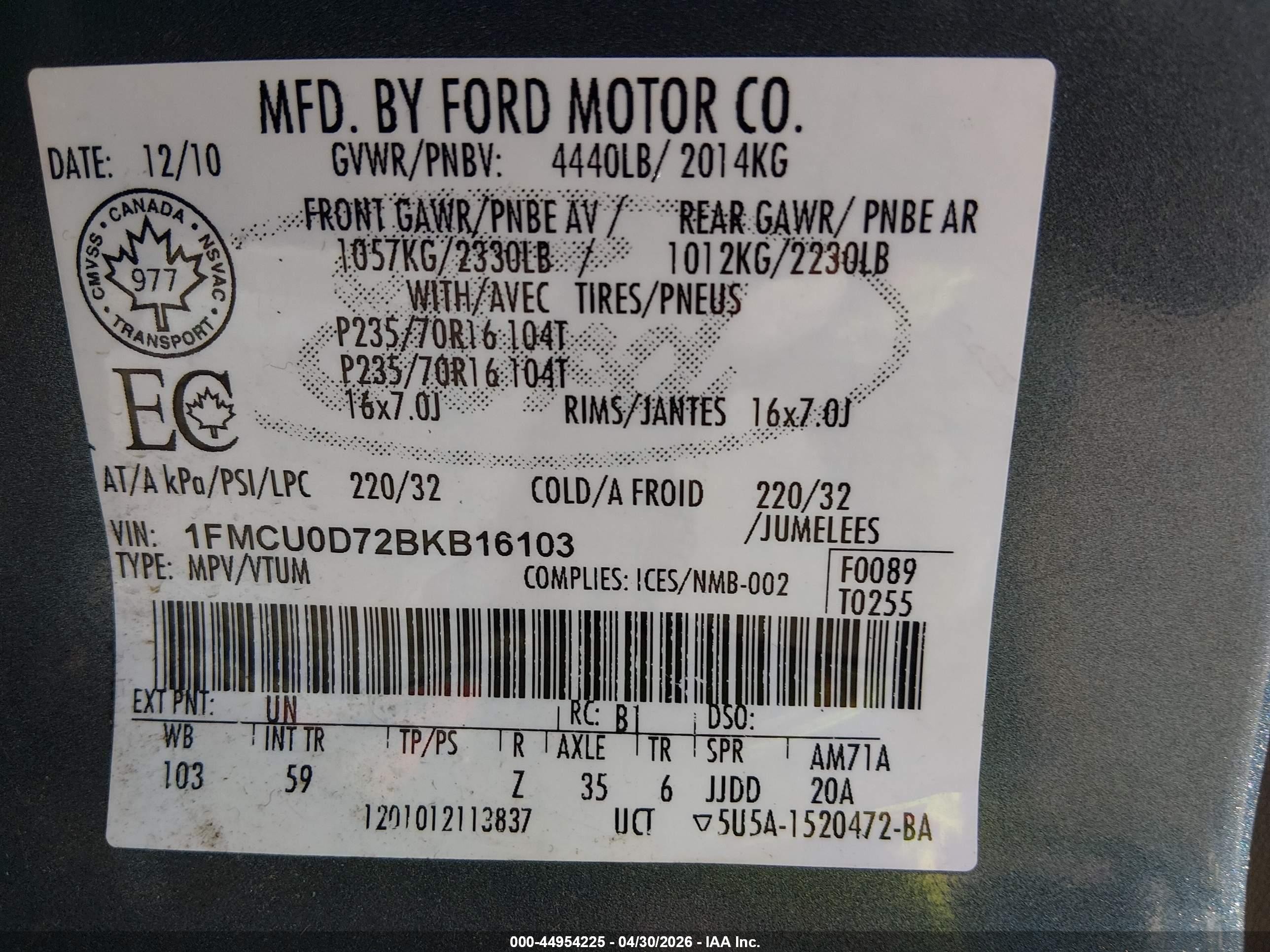 2011 Ford Escape Xlt Automatic Синий vin: 1FMCU0D72BKB16103