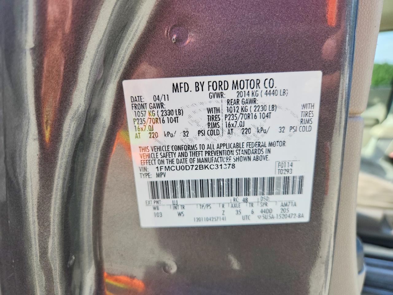 2011 Ford Escape Xlt Gray vin: 1FMCU0D72BKC31378