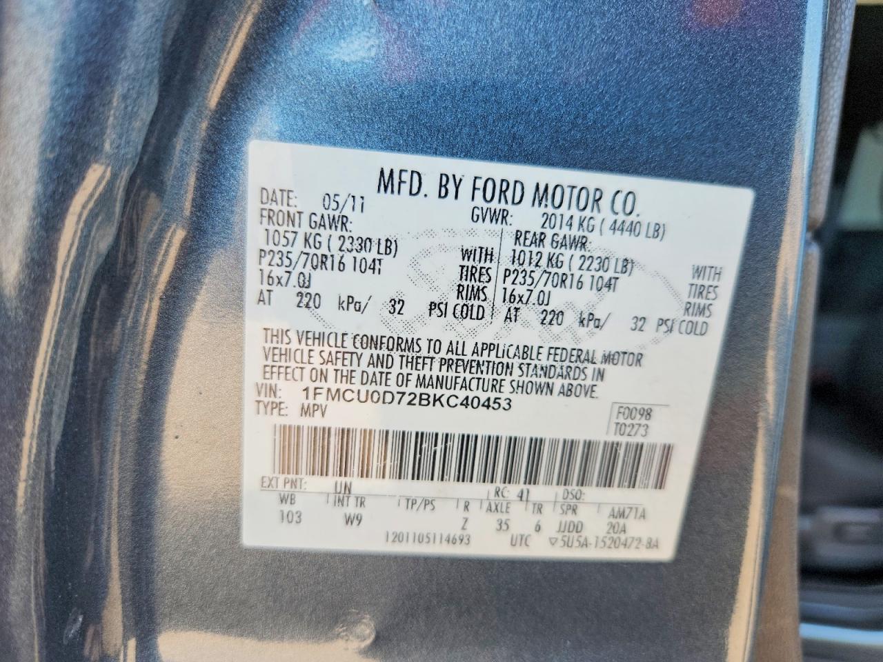 2011 Ford Escape Xlt Blue vin: 1FMCU0D72BKC40453