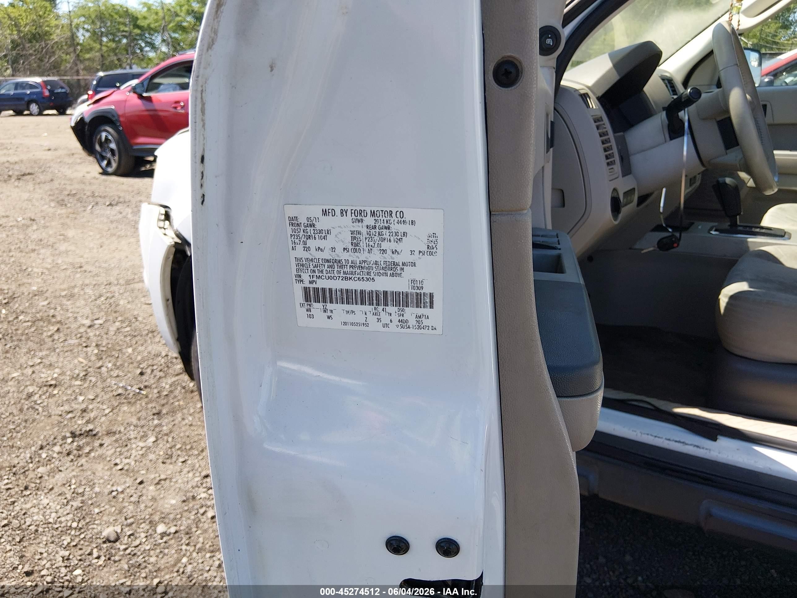 2011 Ford Escape Xlt Белый vin: 1FMCU0D72BKC65305