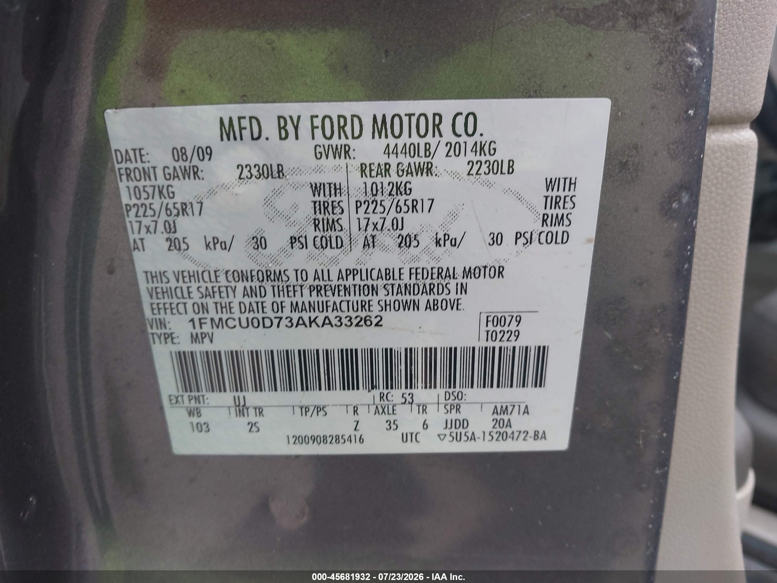 2010 Ford Escape Xlt Gray vin: 1FMCU0D73AKA33262