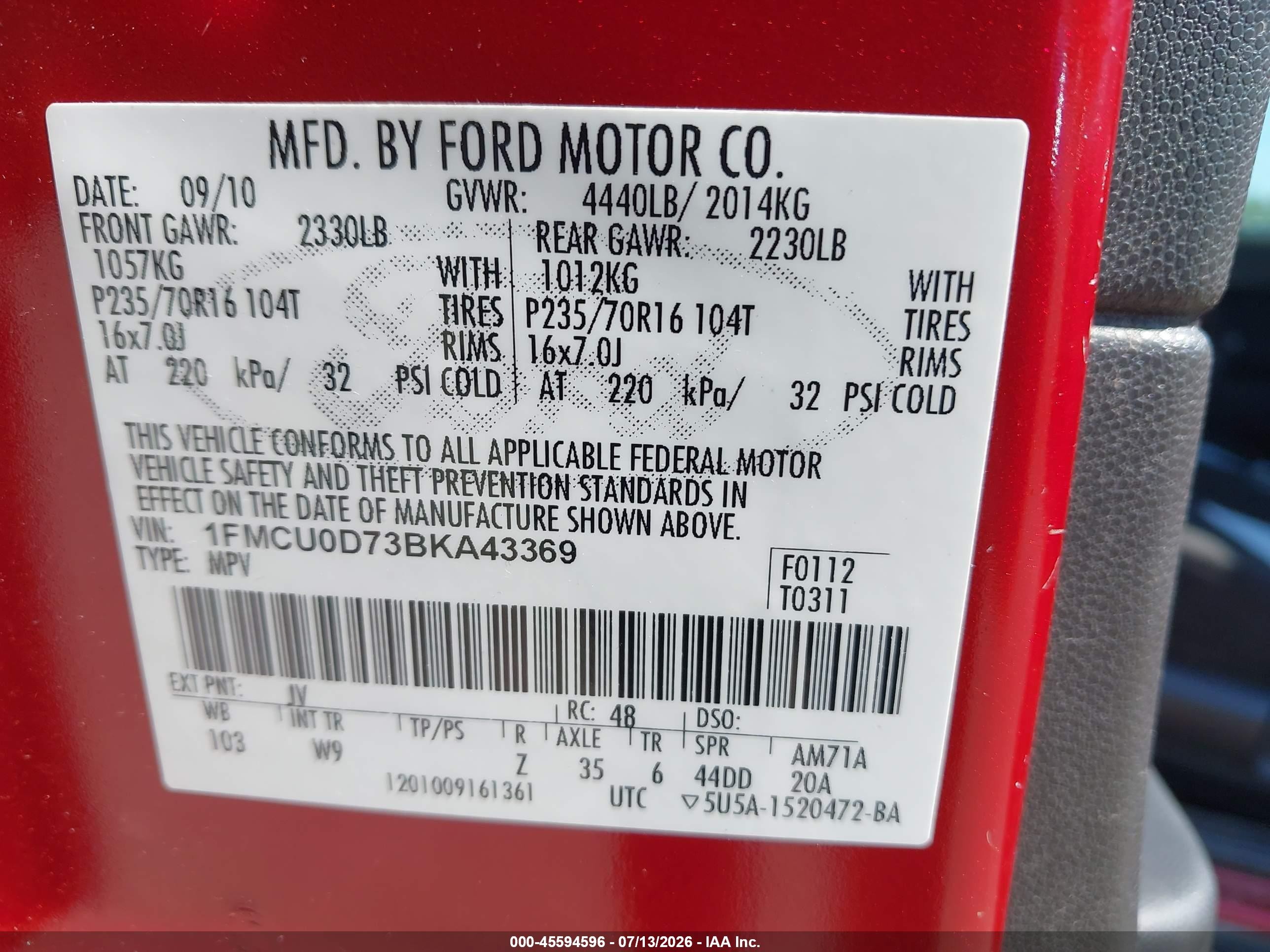 2011 Ford Escape Xlt Красный vin: 1FMCU0D73BKA43369