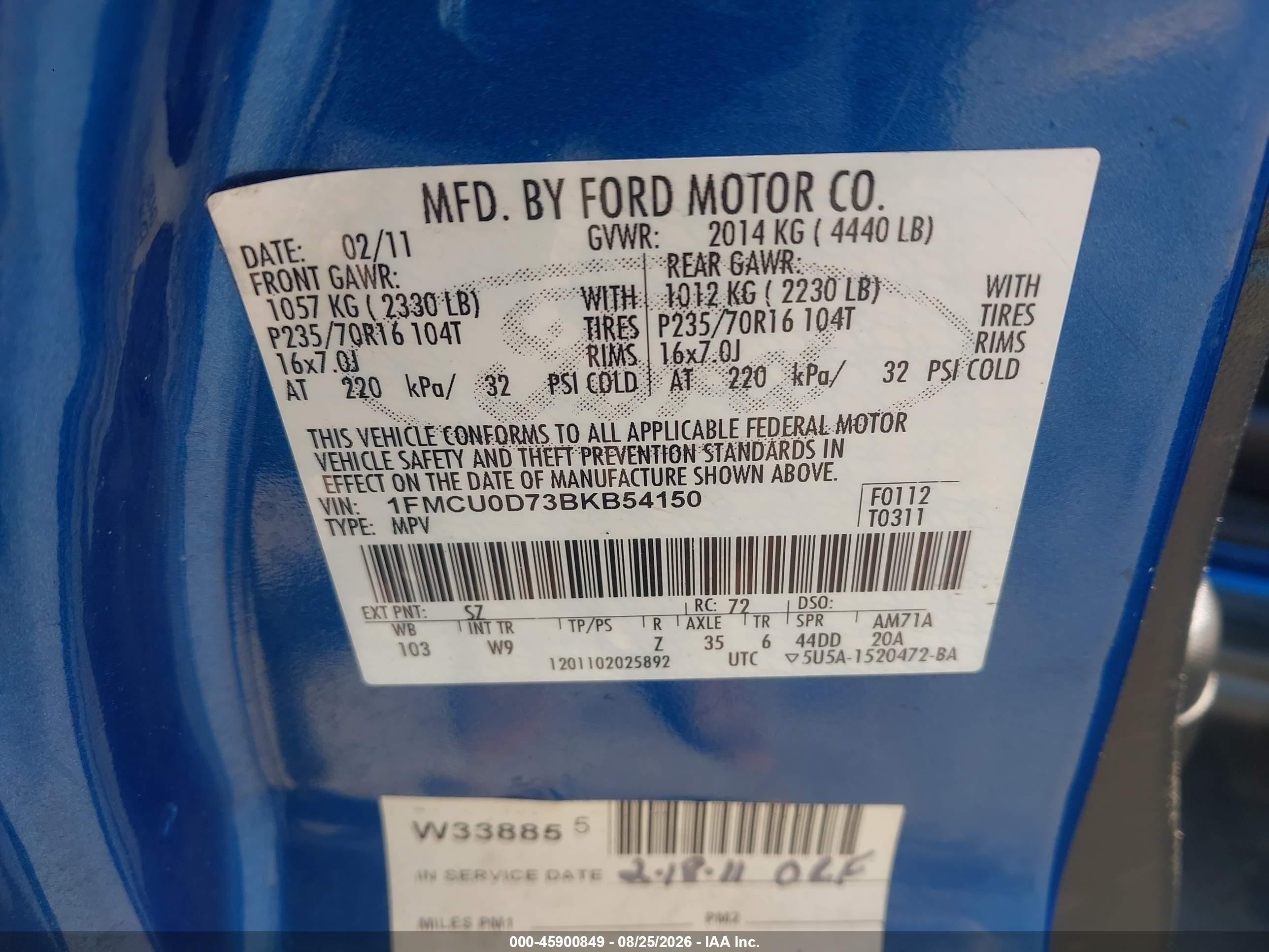 2011 Ford Escape Xlt Синий vin: 1FMCU0D73BKB54150
